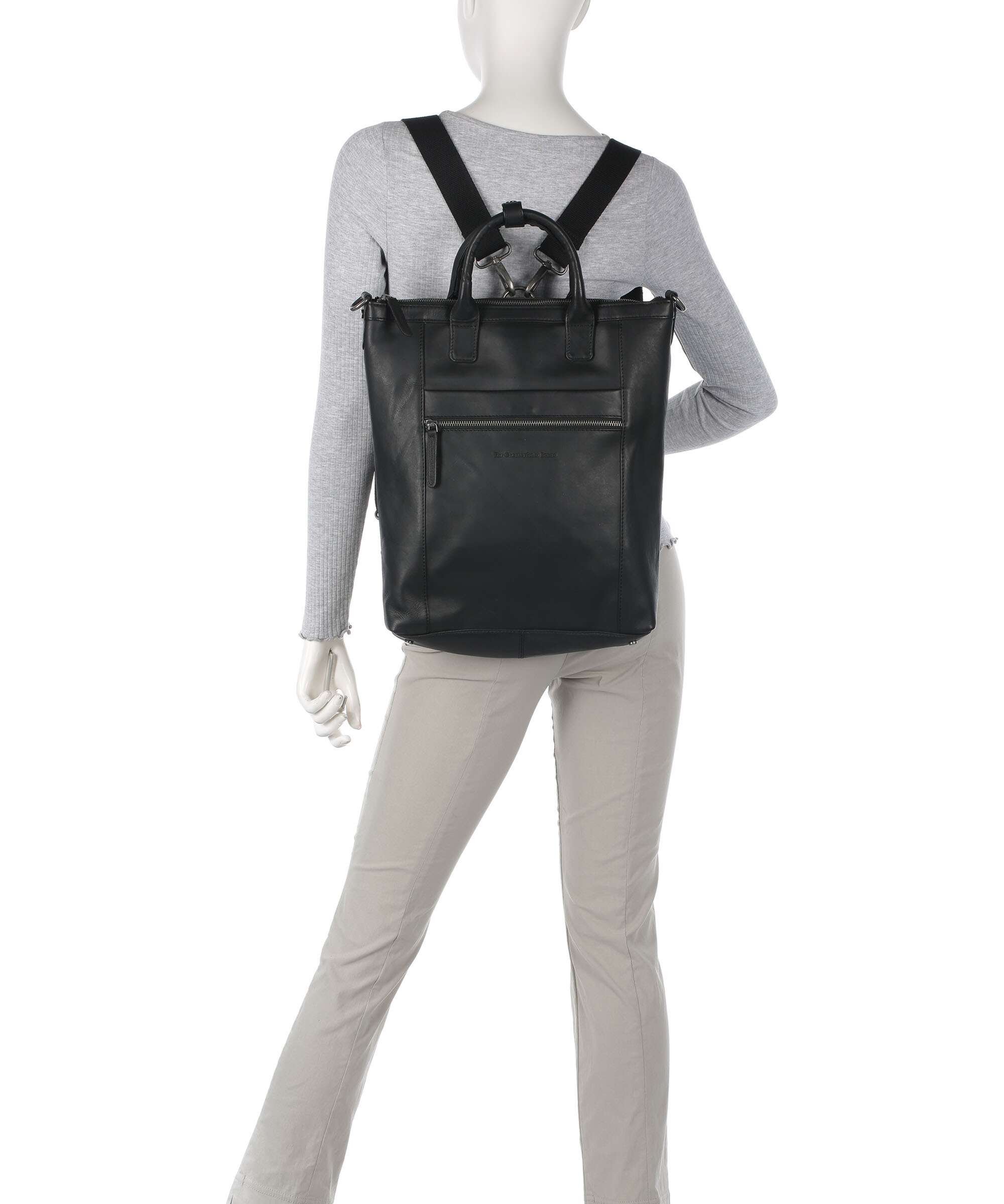 The Chesterfield Brand Cow Wax Pull Up Luisa Backpack bag black
