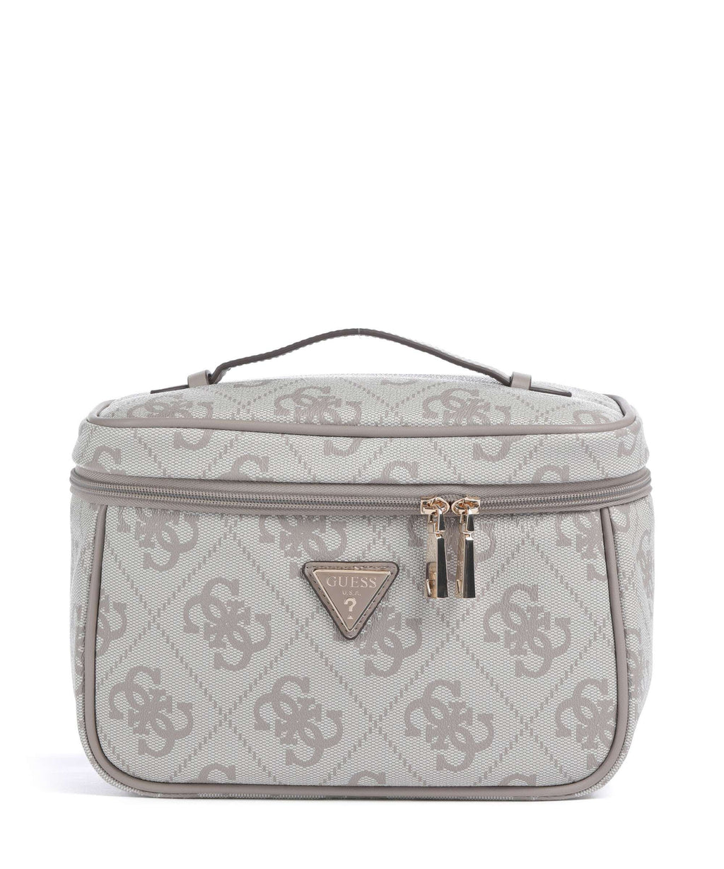 Guess Berta 4G Logo Toiletry bag dark taupe logo
