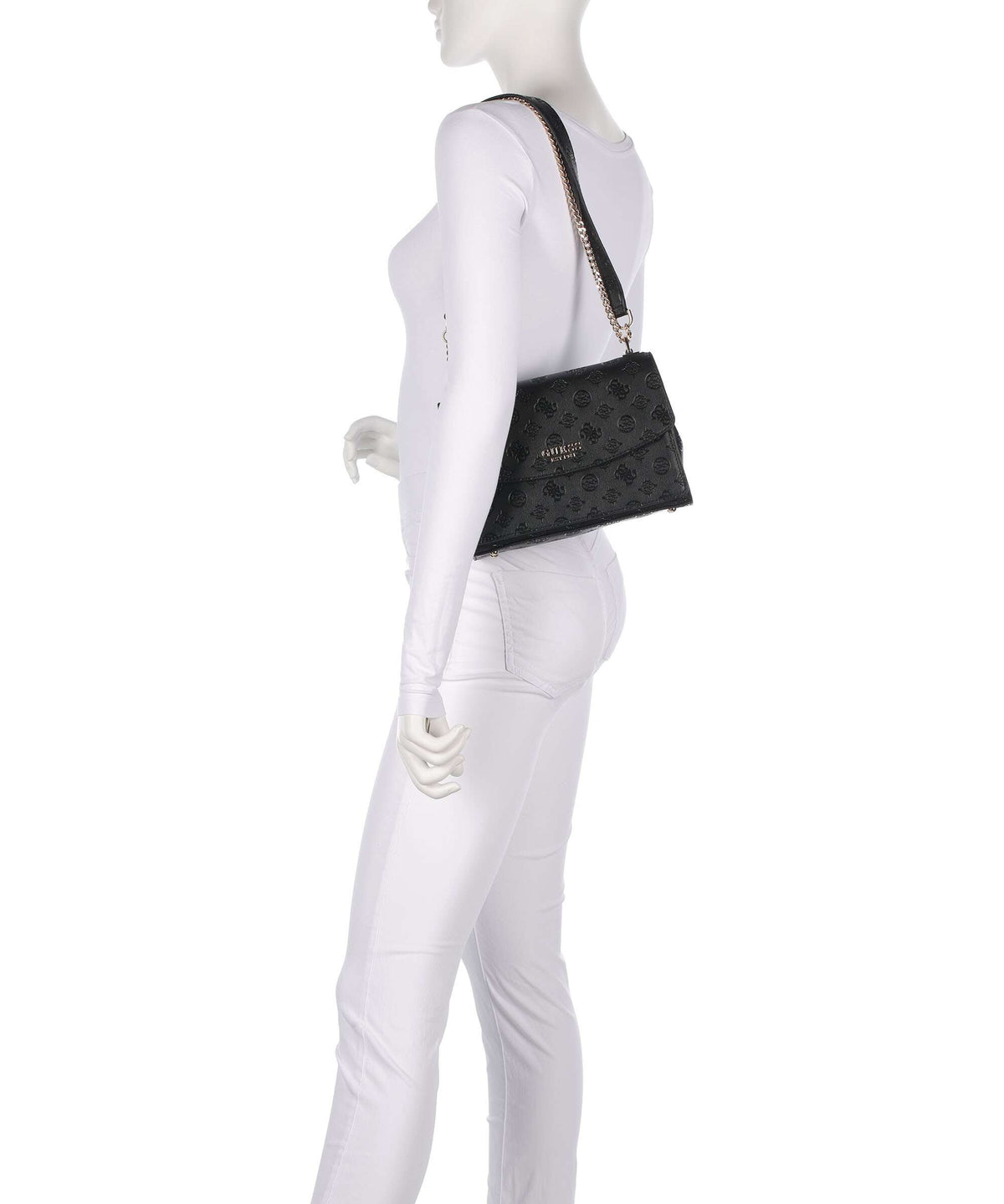 Guess Phoebe Peony Debossed Shoulder bag black logo