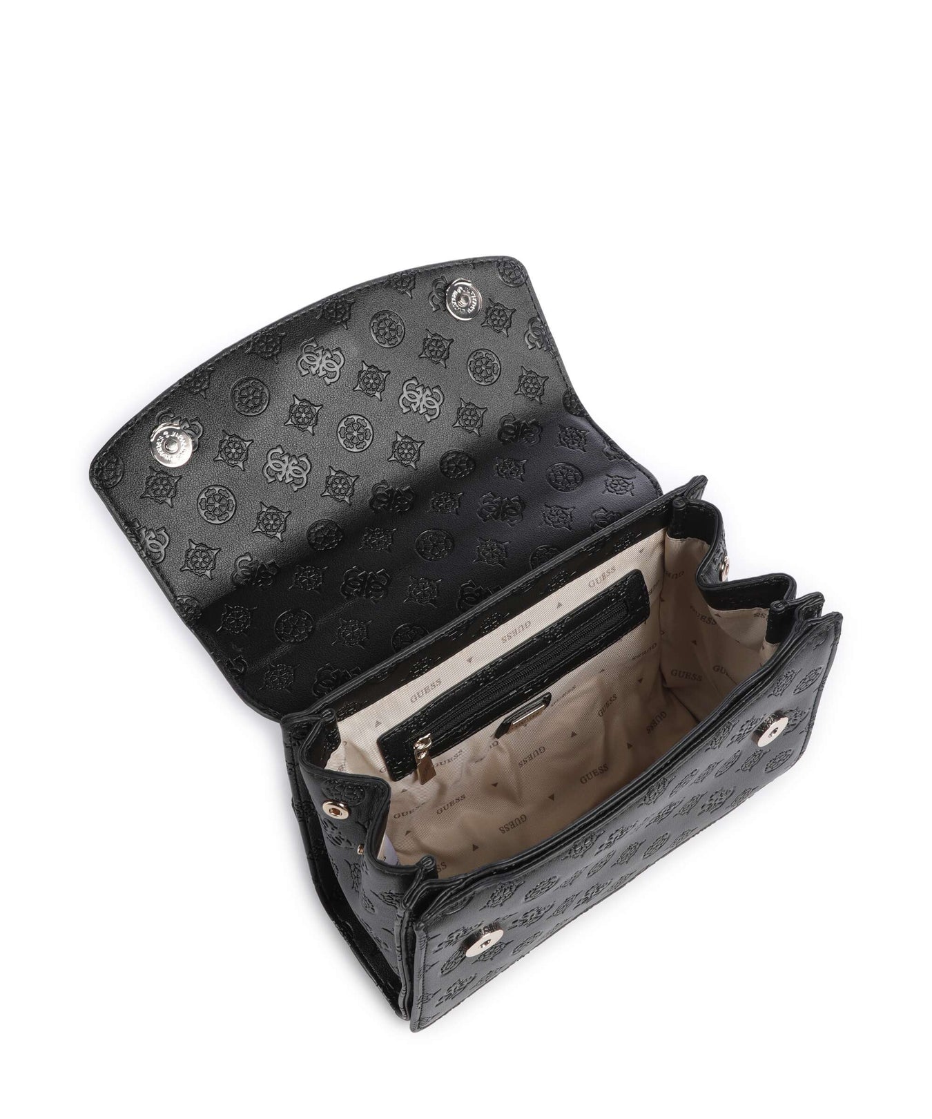 Guess Phoebe Peony Debossed Shoulder bag black logo