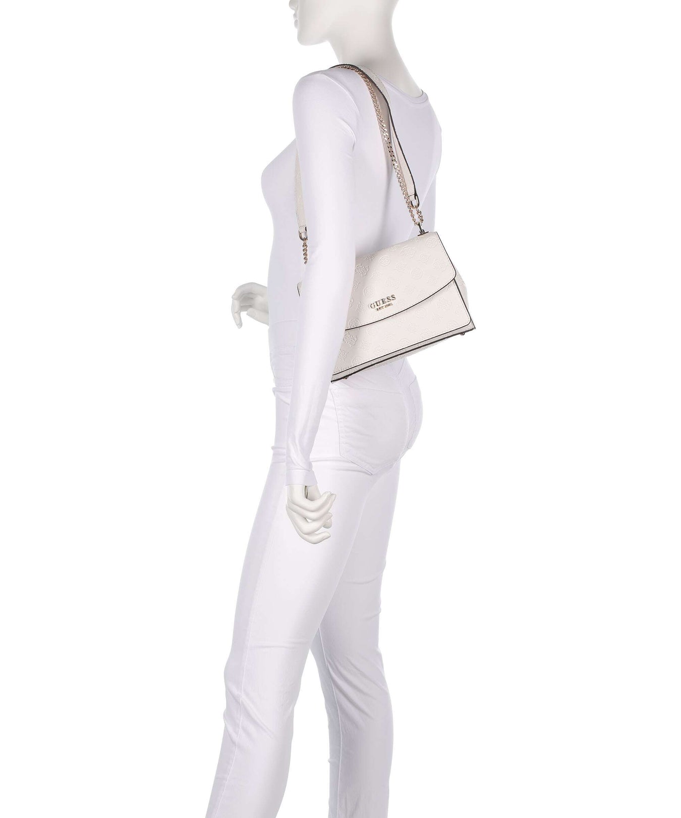 Guess Phoebe Peony Debossed Shoulder bag offwhite logo