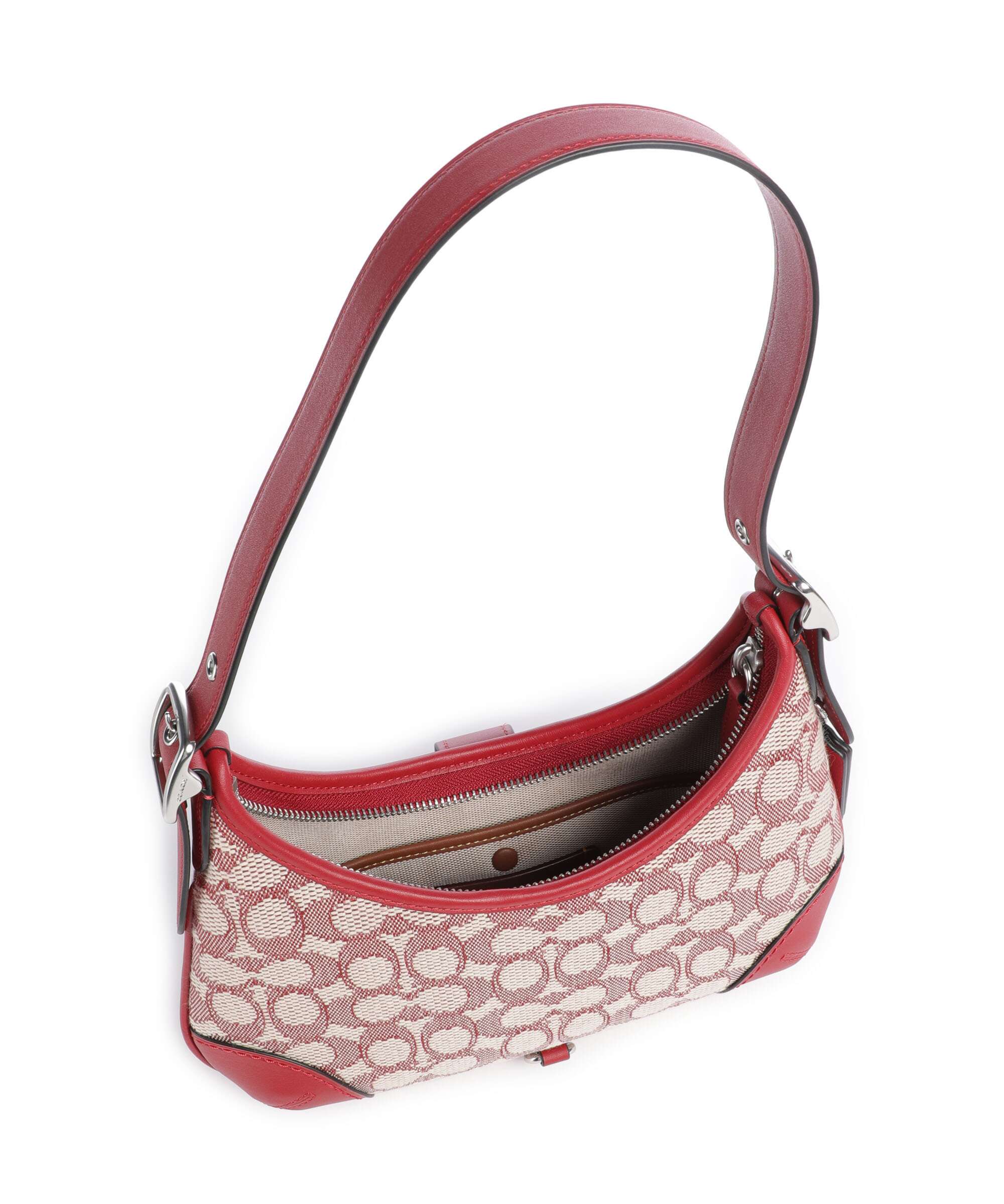 Coach Hamptons Signature Jacquard Shoulder bag ruby/ivory