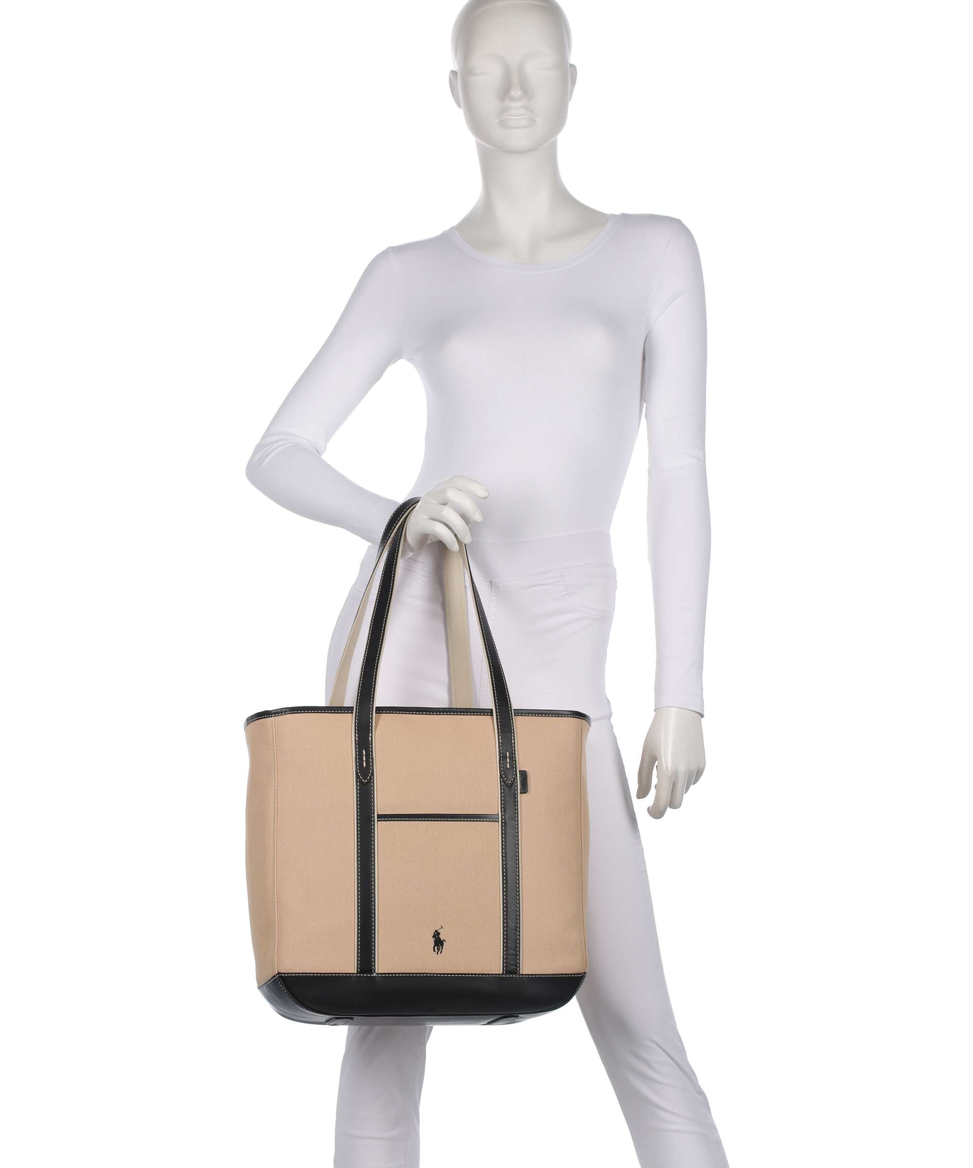 Polo Ralph Lauren Canvas Medium Tote bag porcelain/black