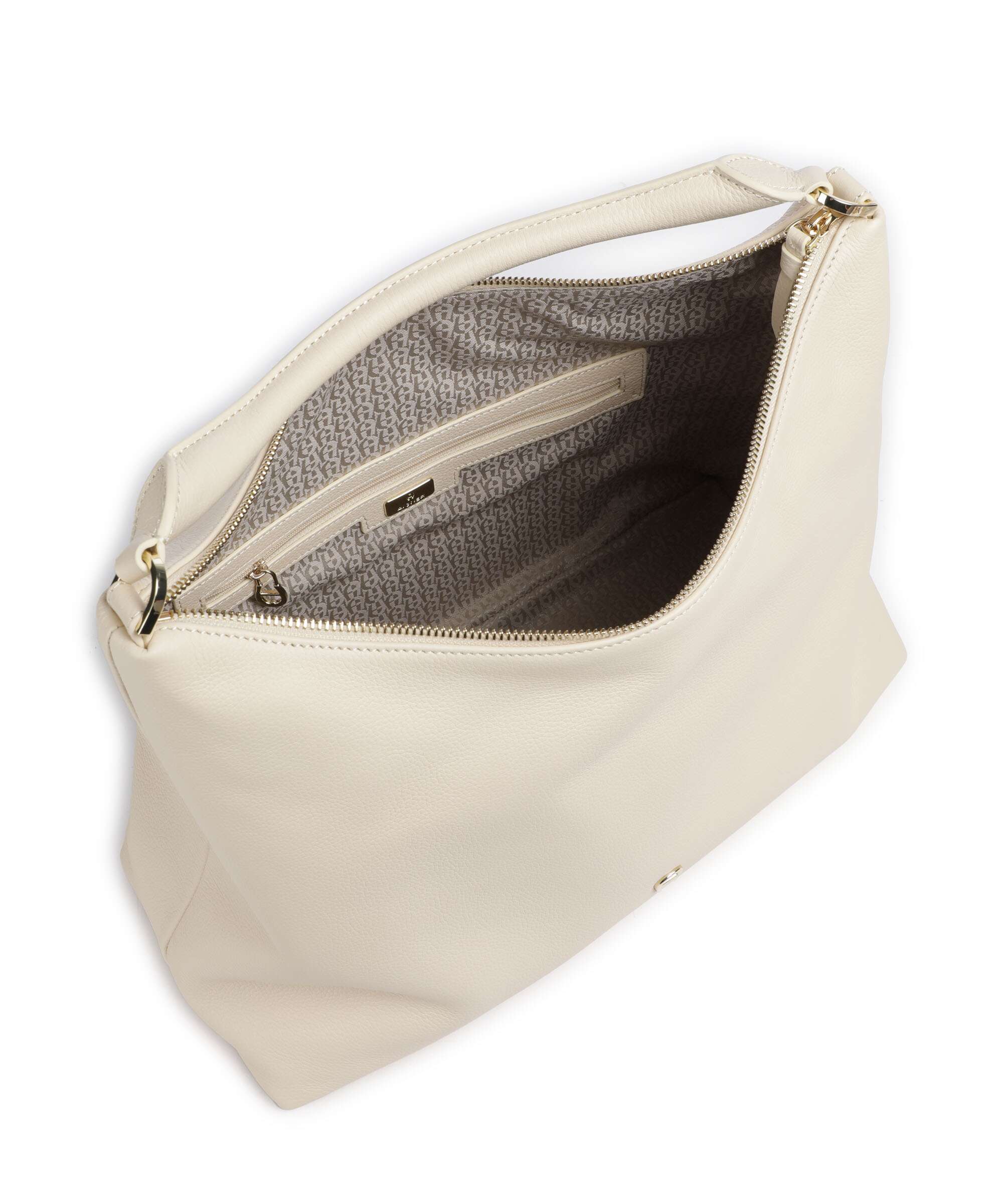 Aigner Zita M Hobo bag macadamia white