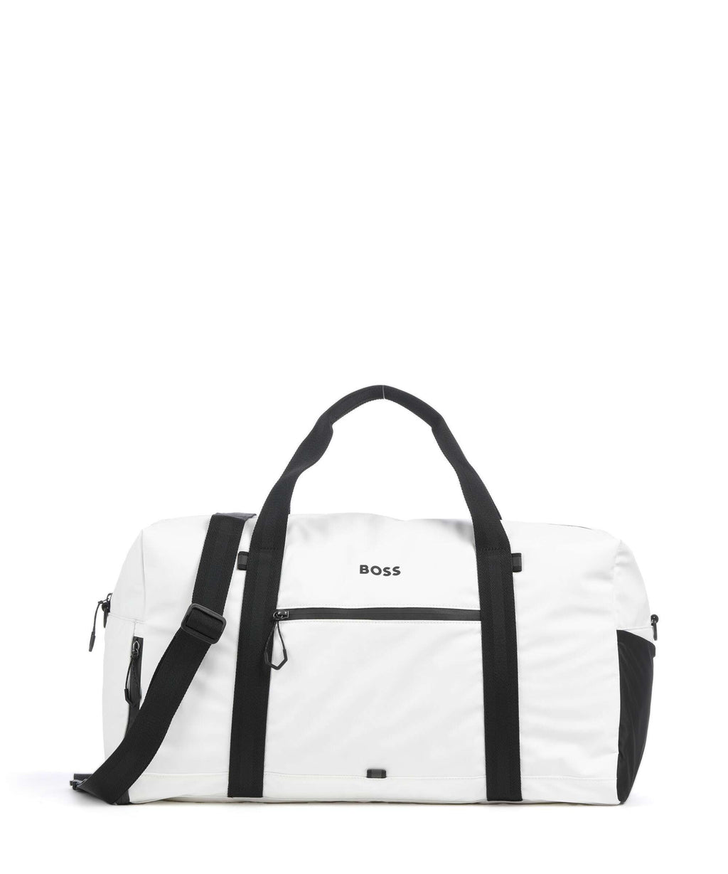 BOSS Stenson Weekend bag open white