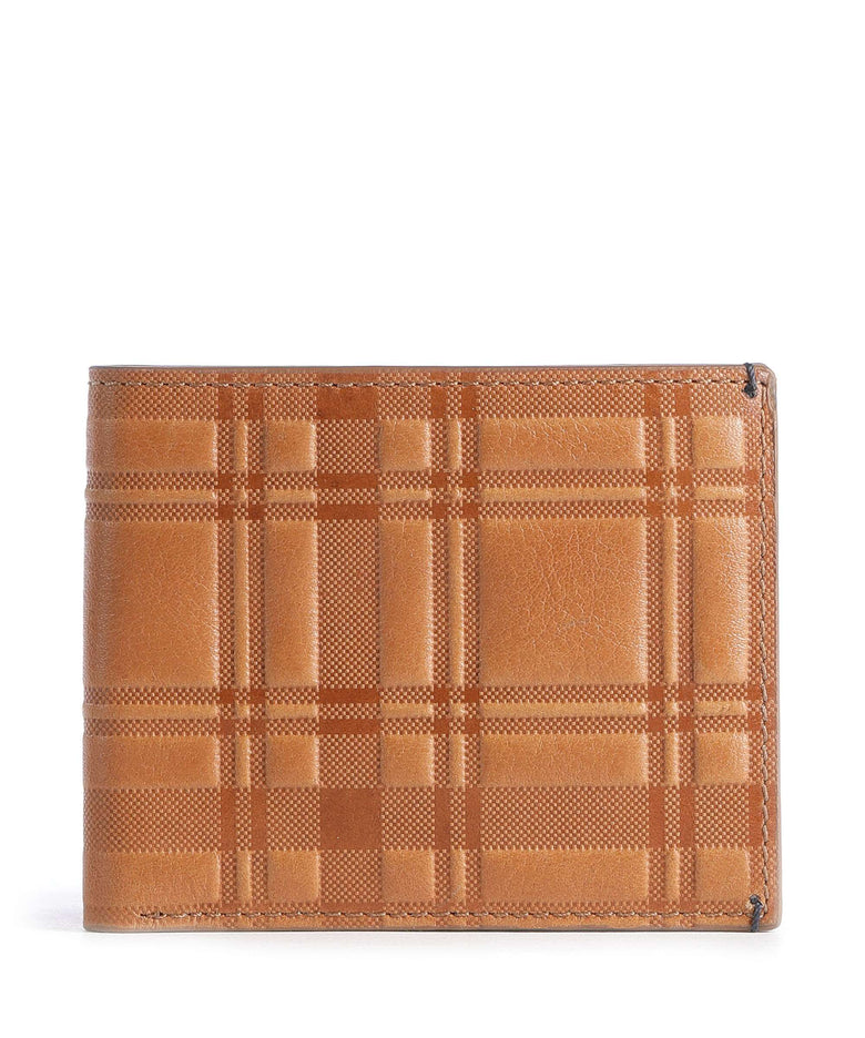 Fossil Bronson Bifold BRONSON Credit card holder camel plaid emboss