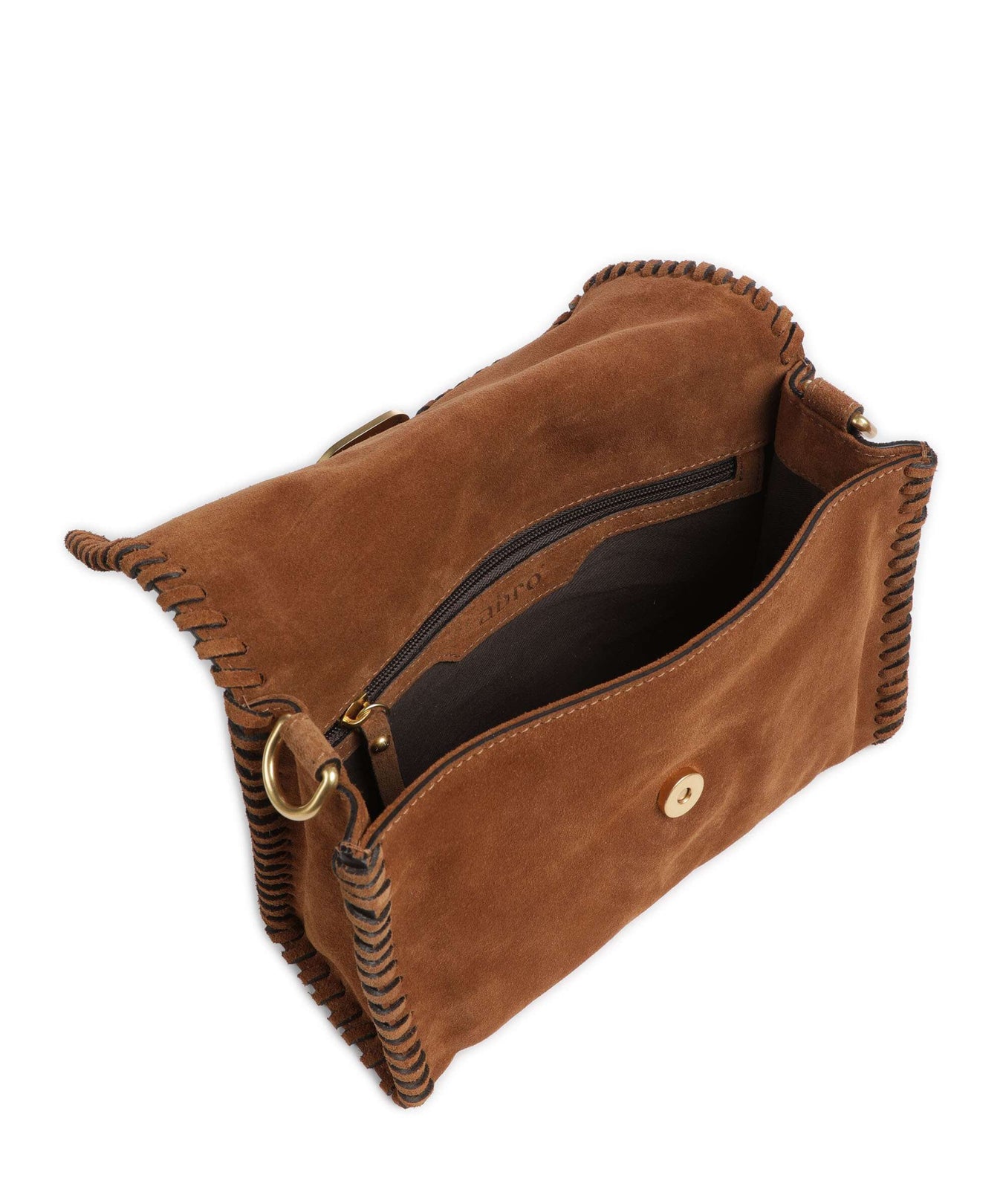 Abro Suede Temi Stitch Shoulder bag cuoio