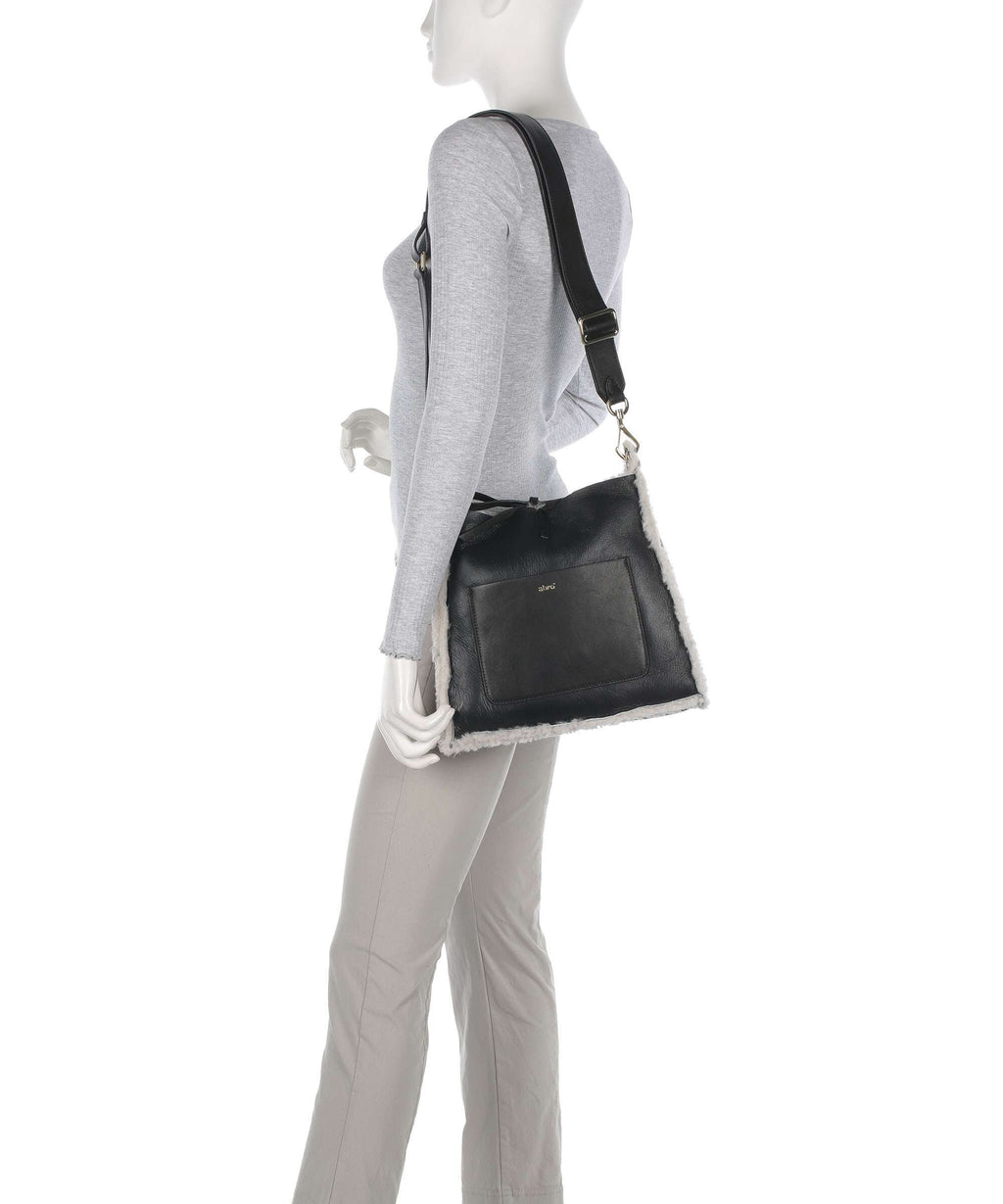 Abro Shearling Raquel Crossbody bag black/white