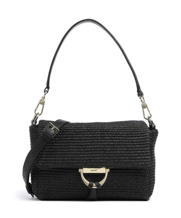Abro Raffia Temi Sac porté épaule black/gold