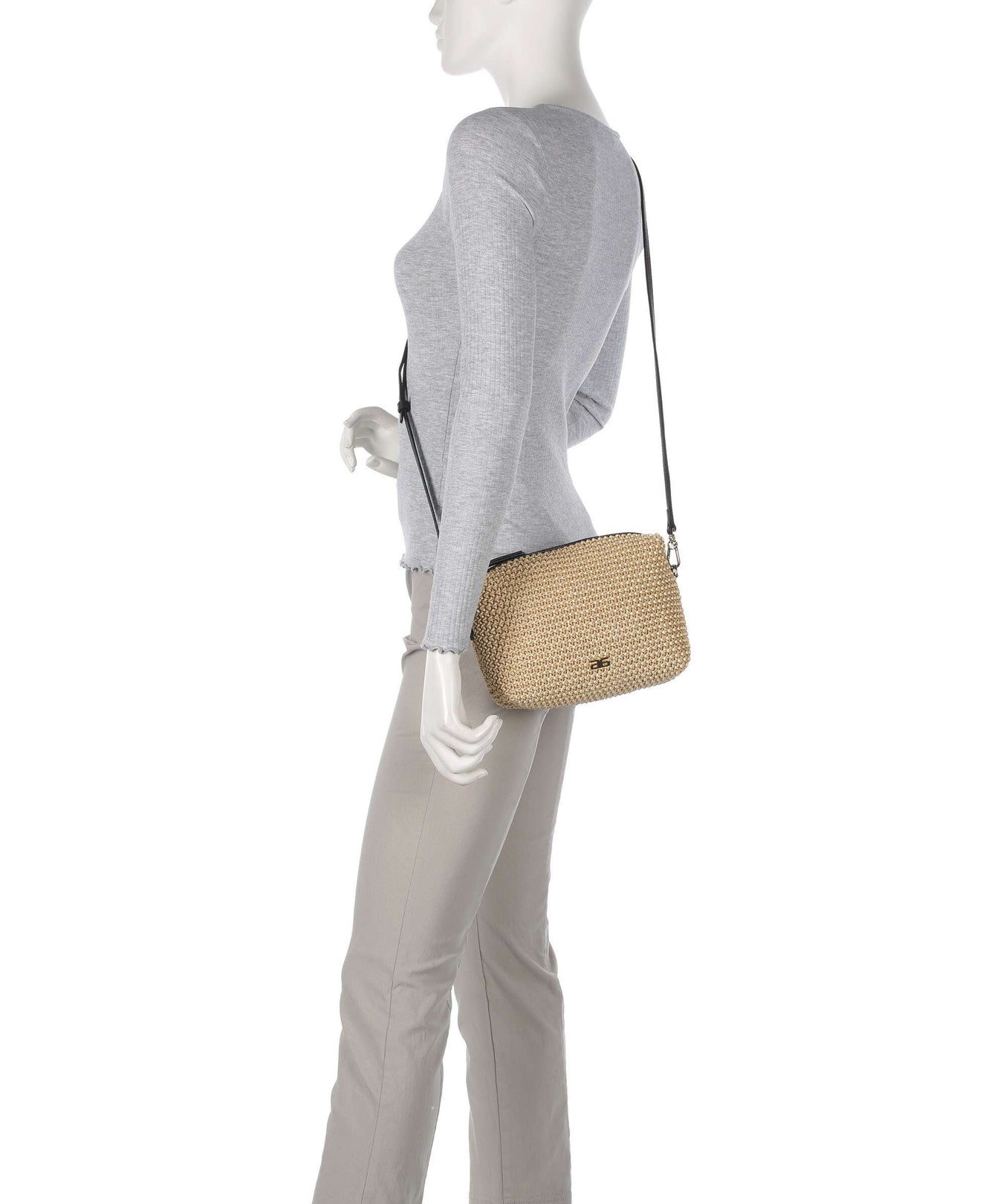 Abro Maglia Raffia Kaia Crossbody bag natural/black