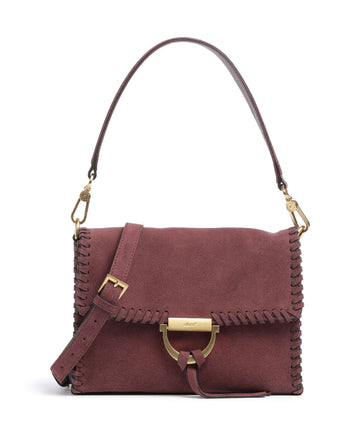 Abro Suede Temi Stitch Sac porté épaule bordeaux