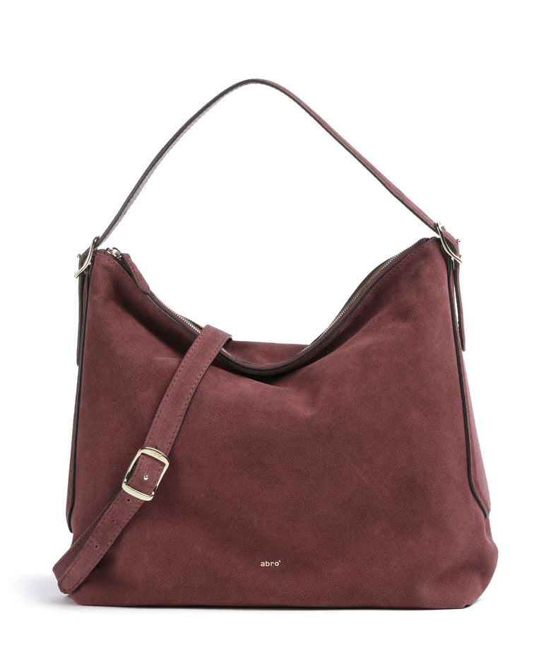 Abro Suede Carina Hobo bag bordeaux