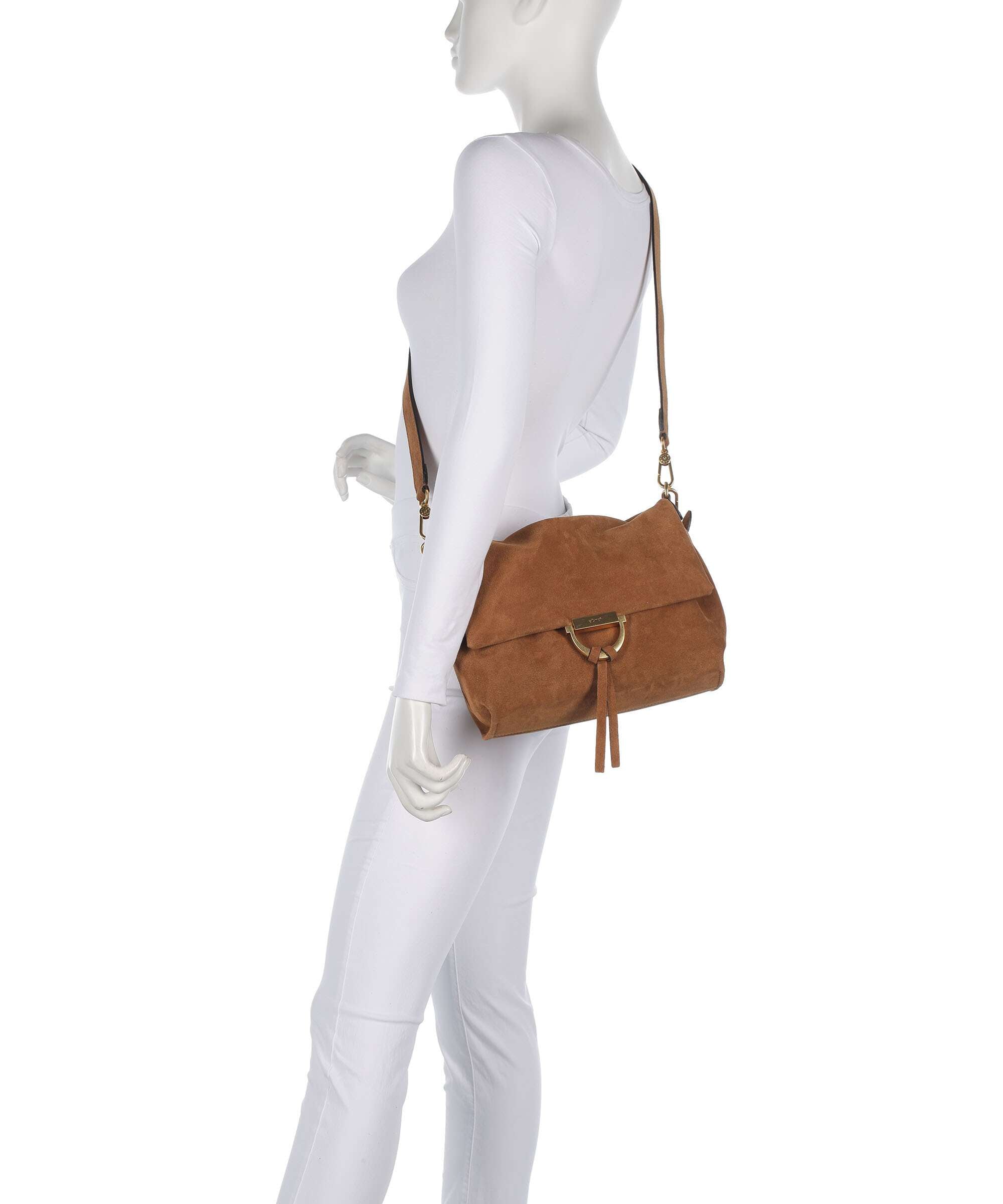 Abro Suede Temi Medium Shoulder bag cuoio