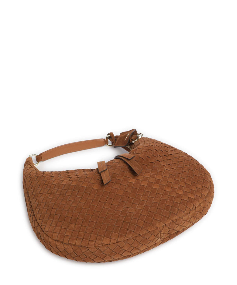 Abro Suede Nana Small Hobo bag cuoio