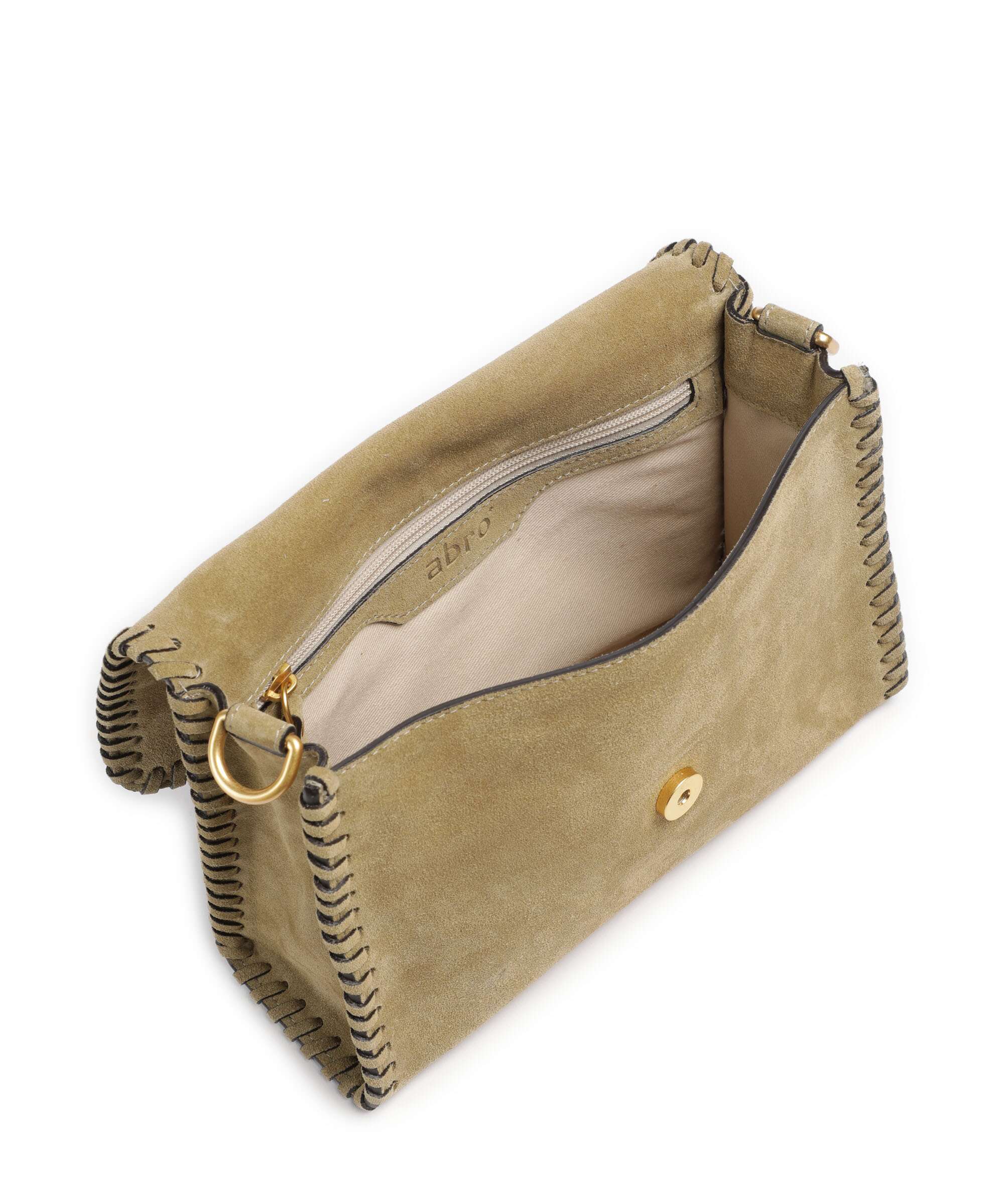 Abro Suede Temi Stitch Shoulder bag mud
