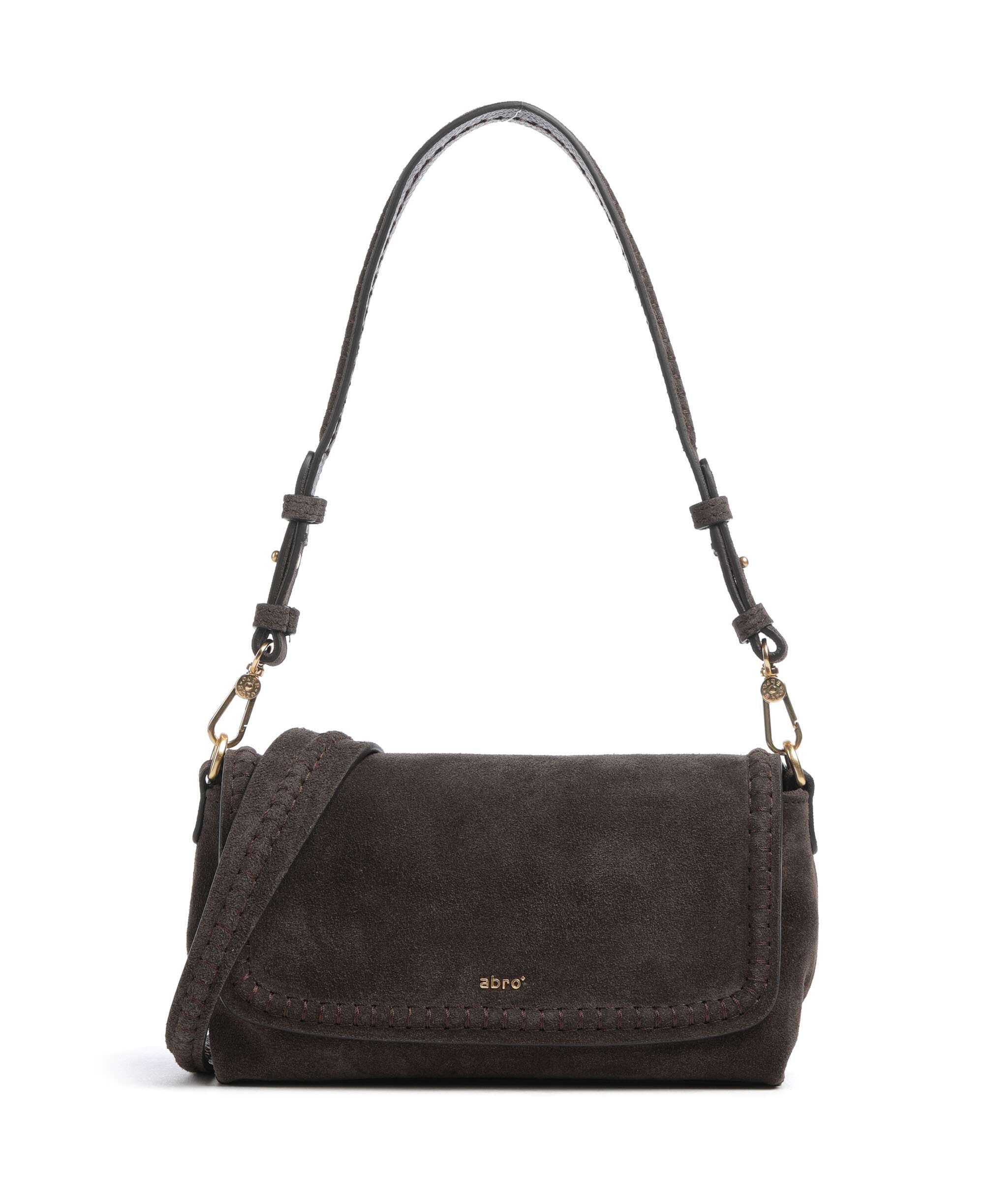 Abro Suede Signature Shoulder bag dark brown