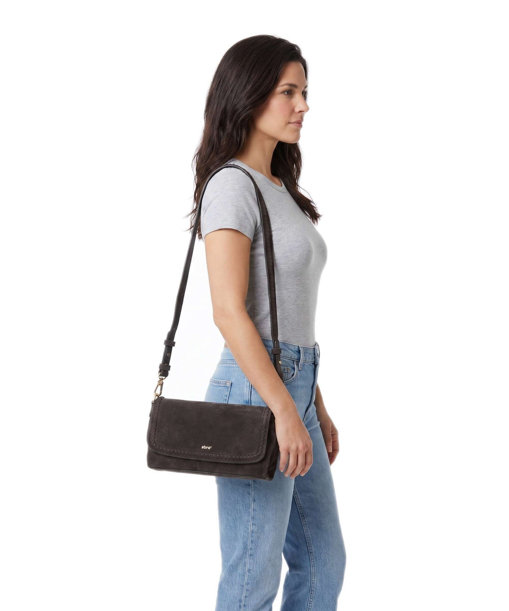 Abro Suede Signature Shoulder bag dark brown