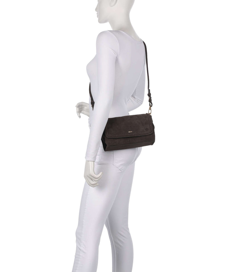 Abro Suede Signature Shoulder bag dark brown