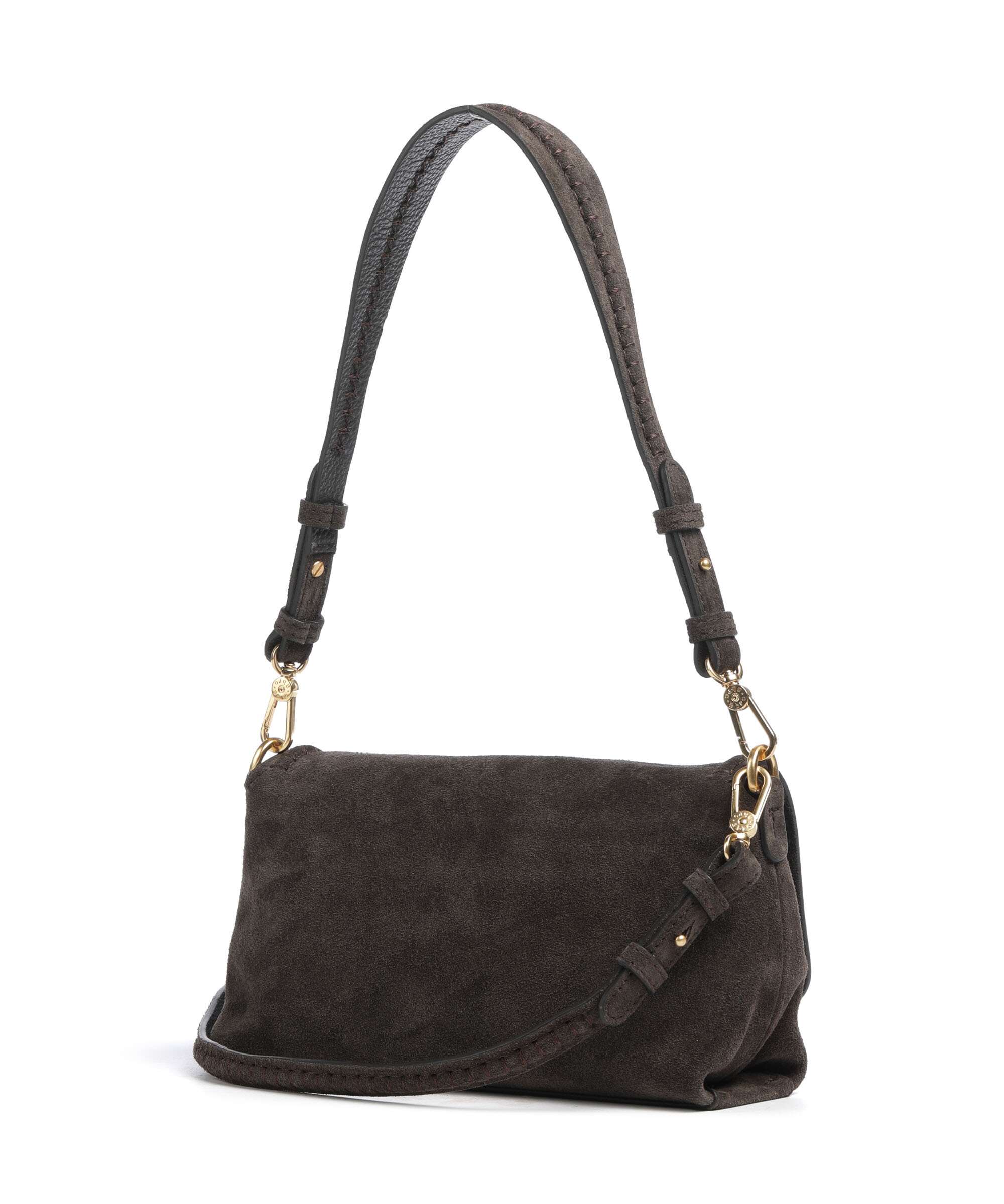Abro Suede Signature Shoulder bag dark brown