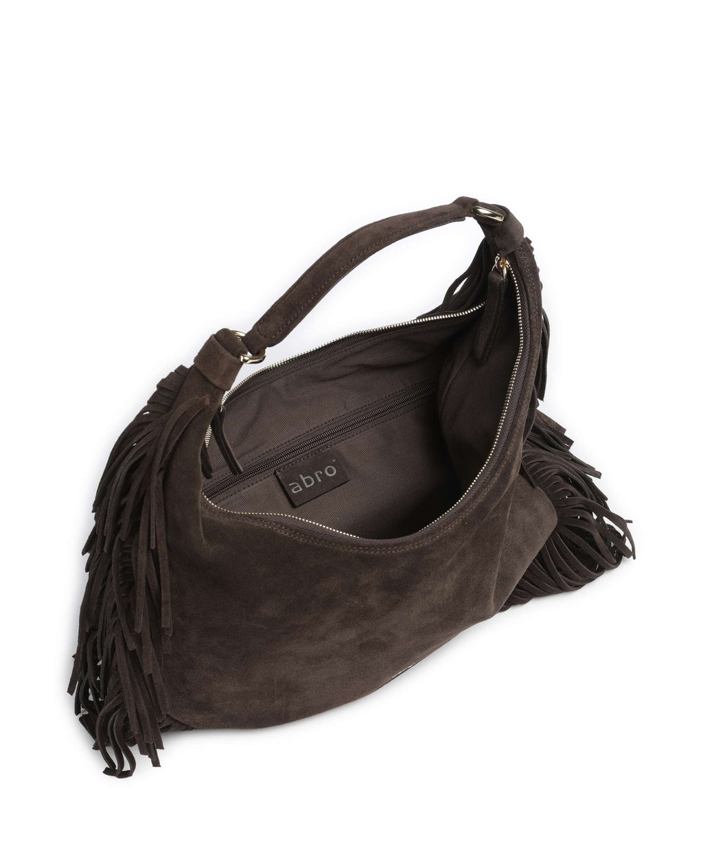 Abro Suede Nana Hobo bag dark brown