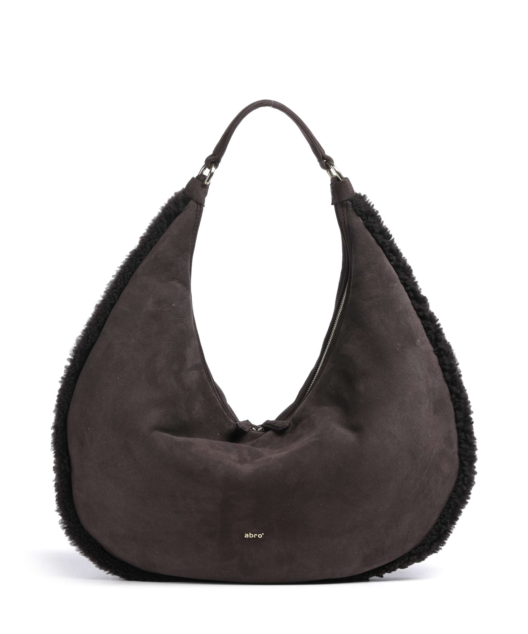 Abro Shearling Nana Big Hobo bag dark brown
