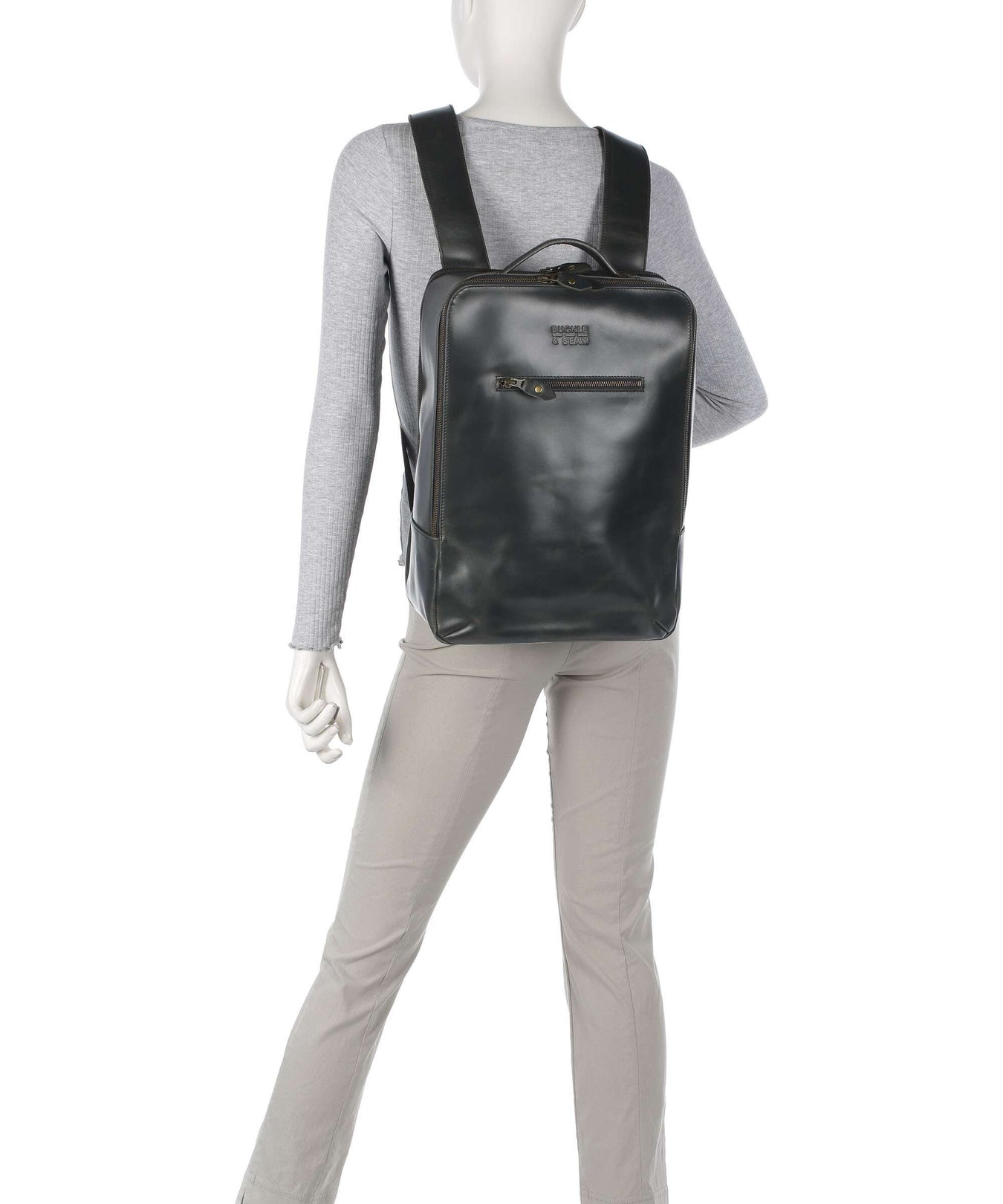 Buckle & Seam Crazy Horse Leon Backpack grey