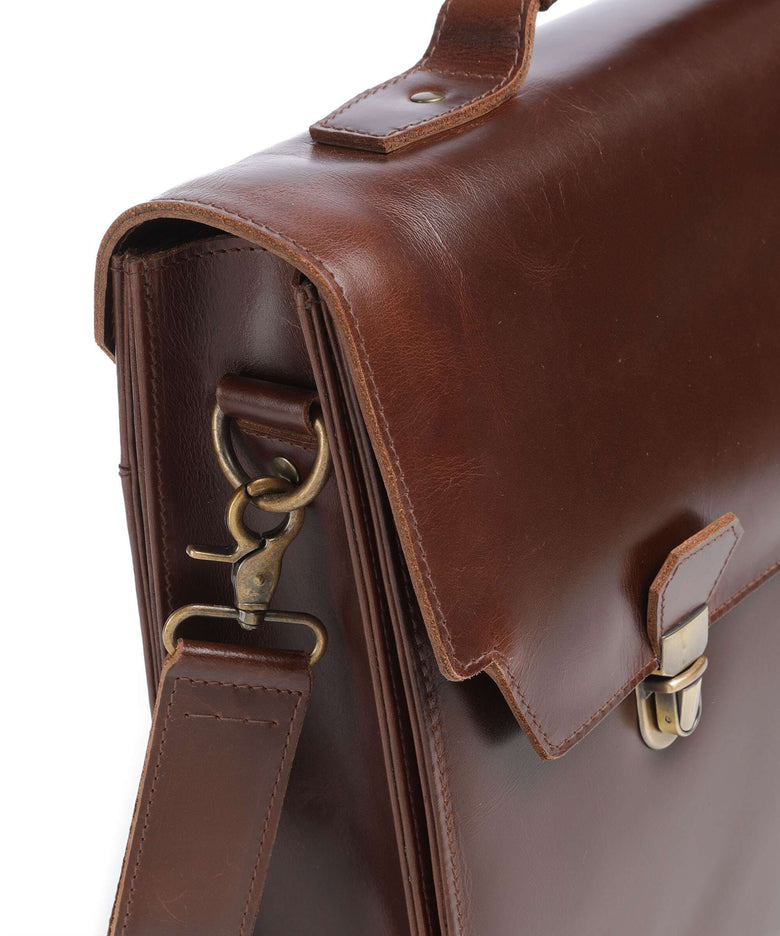 Buckle & Seam Crazy Horse Notes Briefcase brown