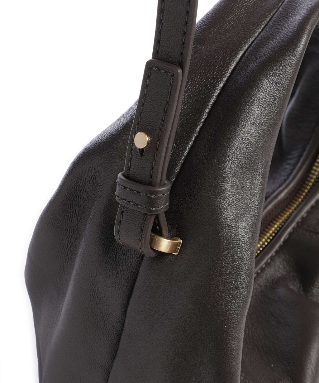 Les Visionnaires Greta Icon Cinkle Silky Handbag chocolate brown