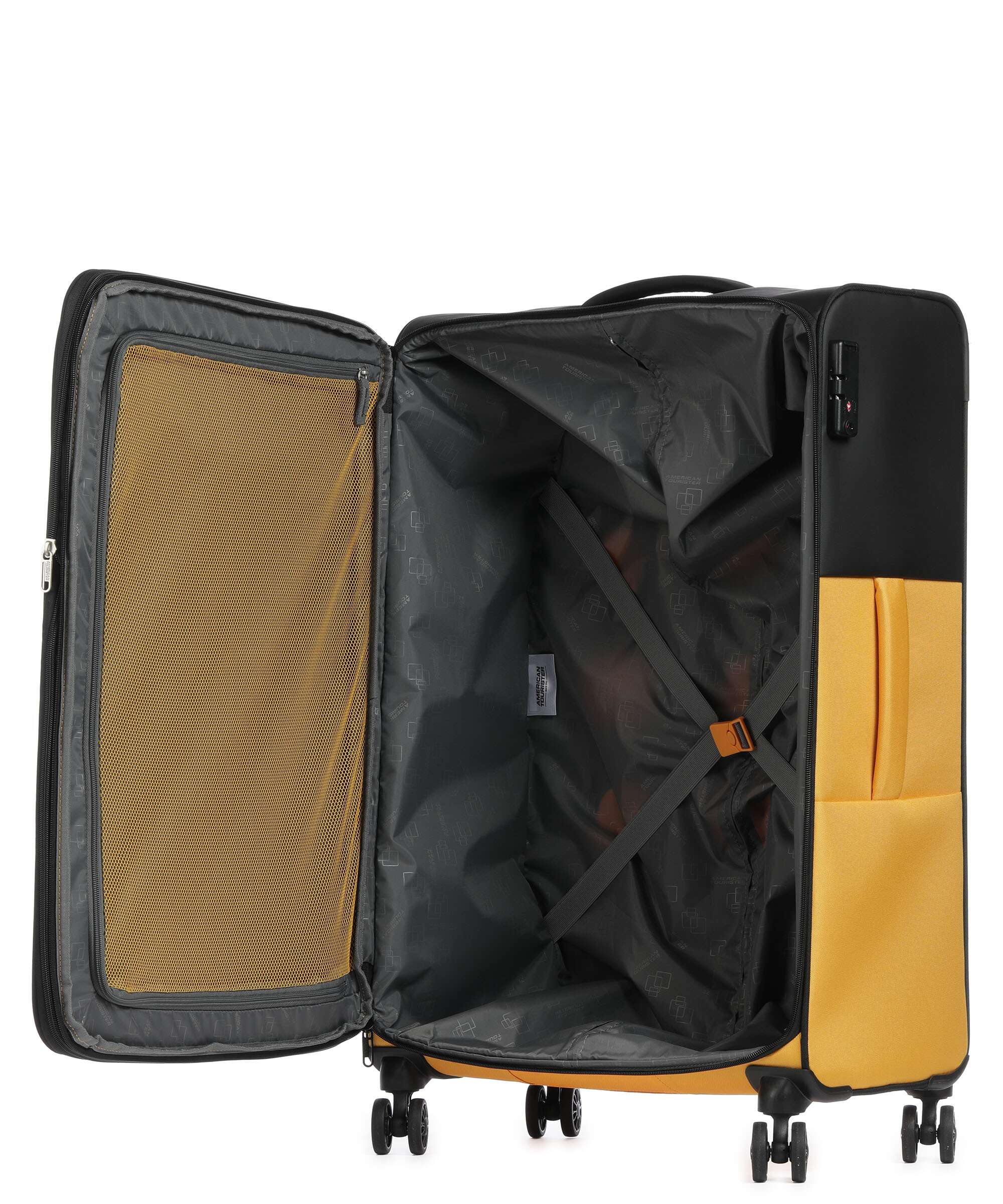 American Tourister Daring Dash L Spinner (4 wheels) black/yellow