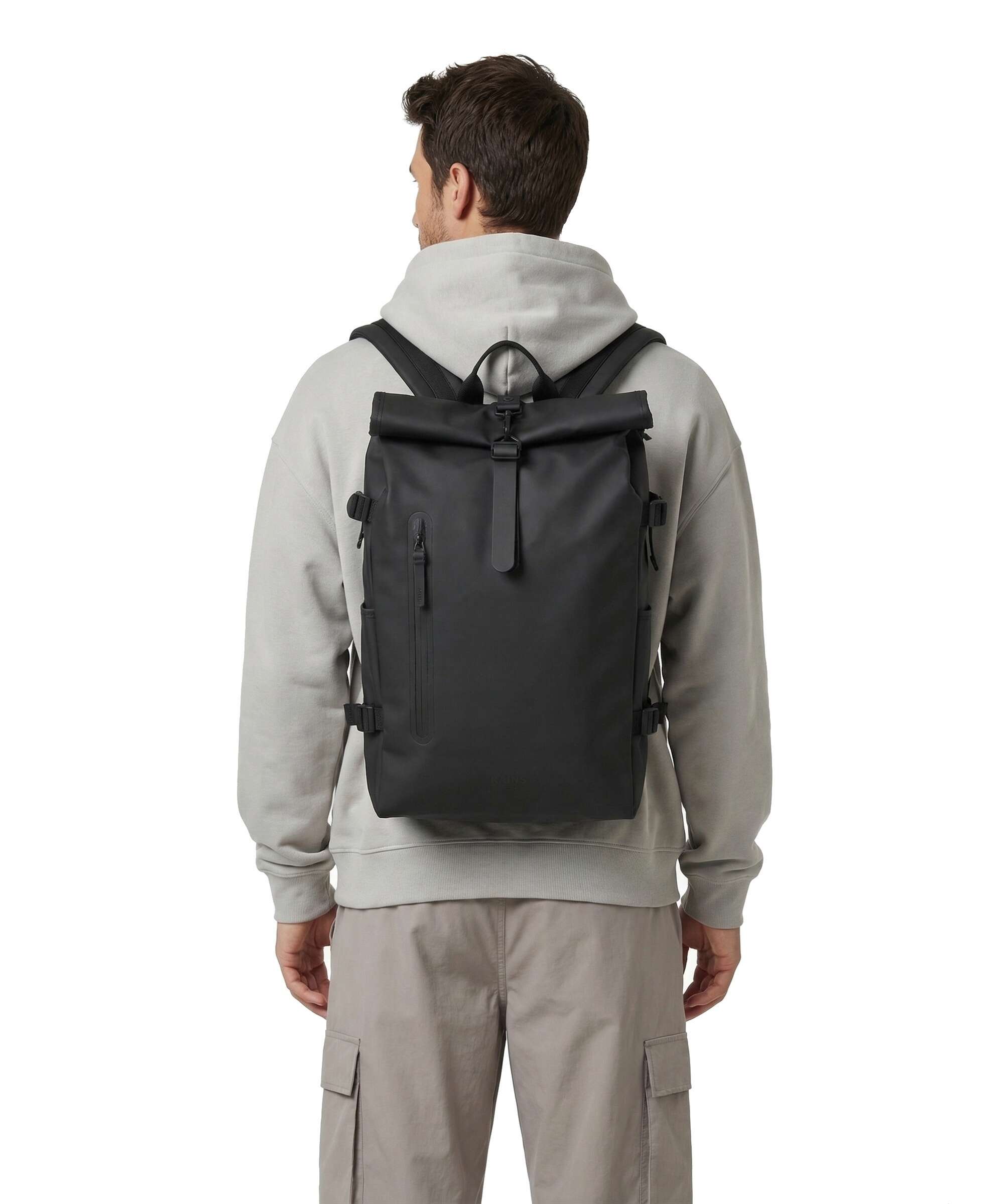 Rains Large Rolltop backpack black