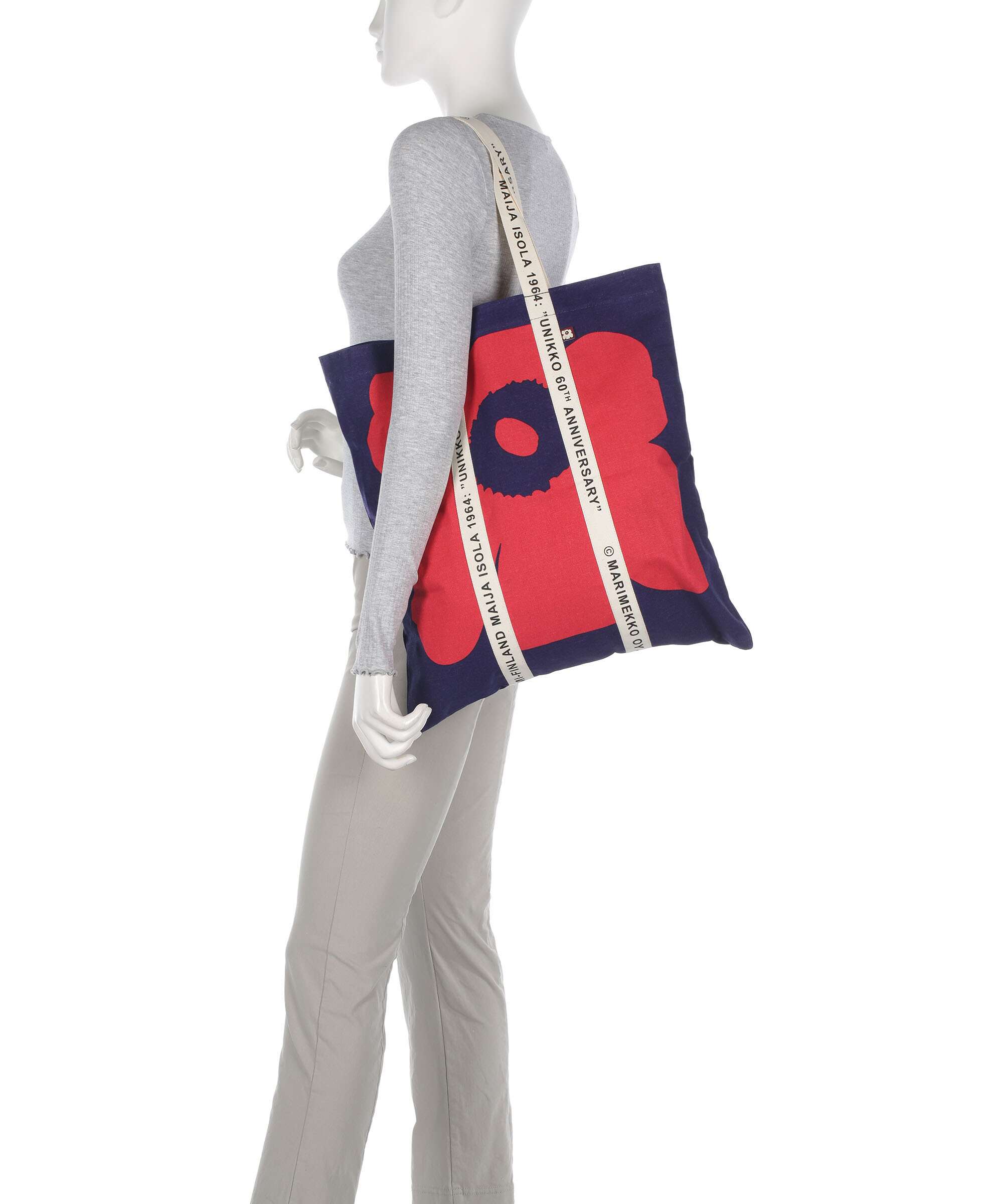 Marimekko Carrier Unikko Midi Tote bag red/darkblue