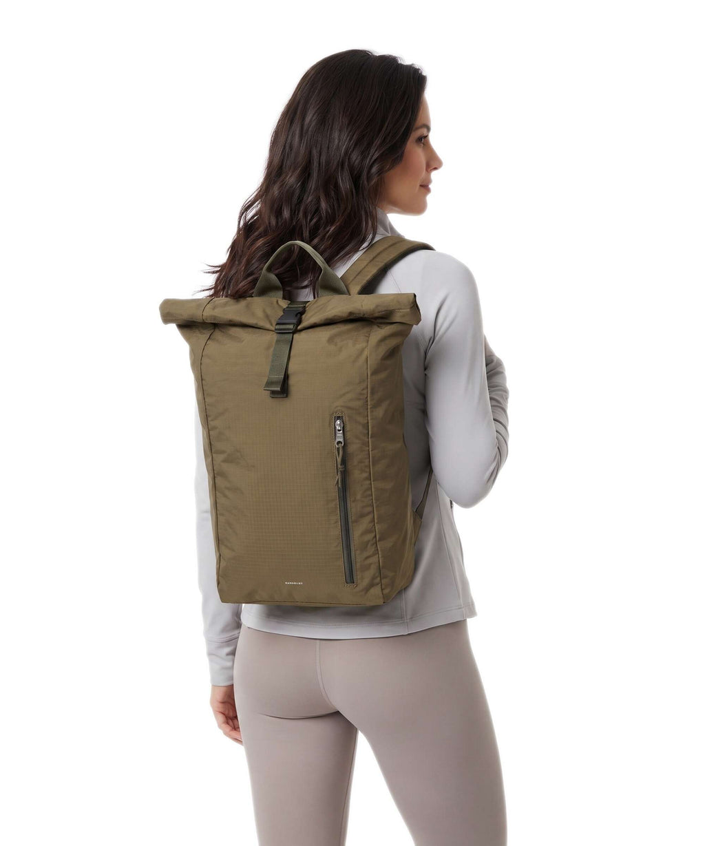Sandqvist Grid Rolltop backpack olive