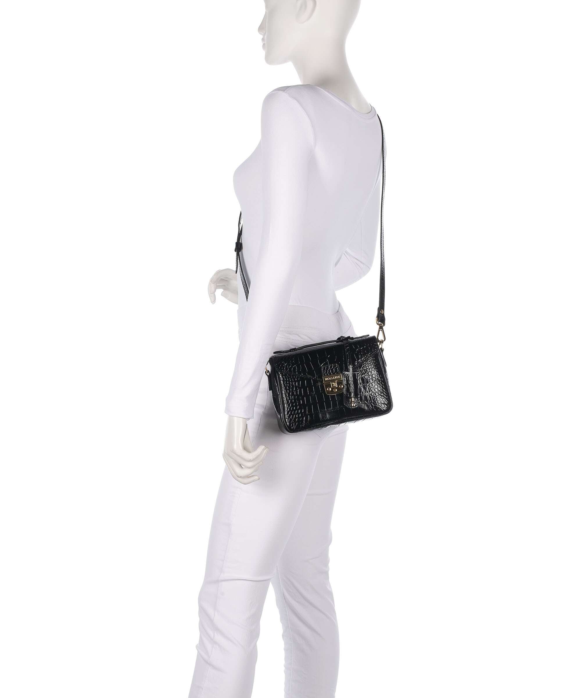 Maison Mollerus Croco Meyrin Crossbody bag classic schwarz