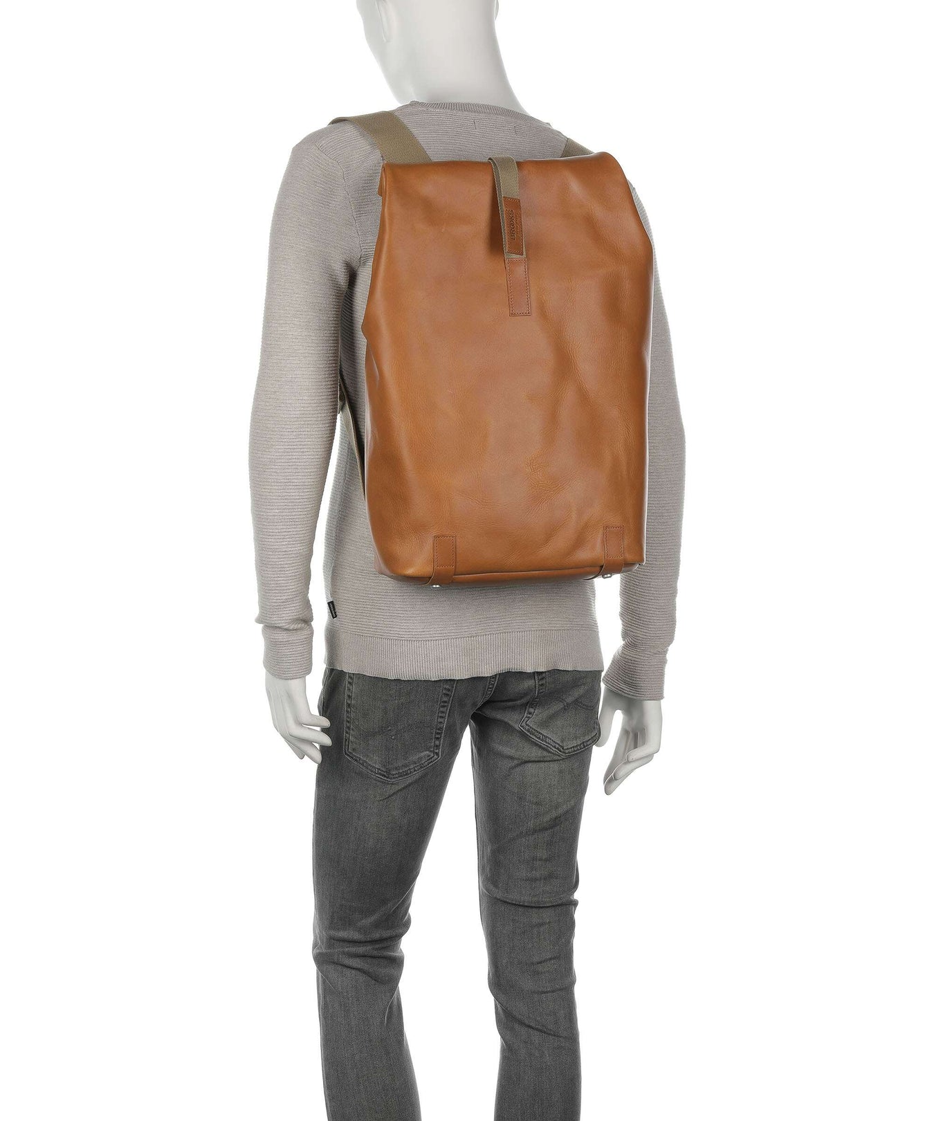 Brooks England Pickwick Leather Large Rolltop backpack cognac