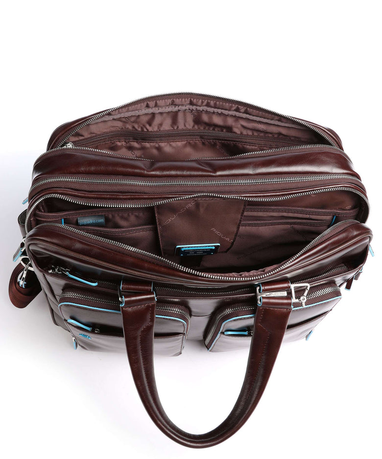 Piquadro Blue Square Briefcase mahogany
