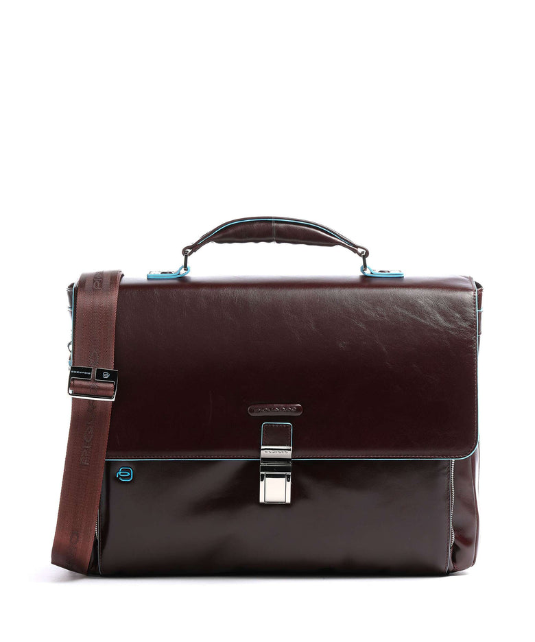 Piquadro Blue Square Briefcase mahogany