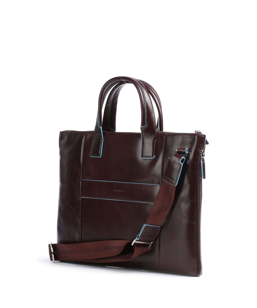 Piquadro Blue Square Briefcase mahogany