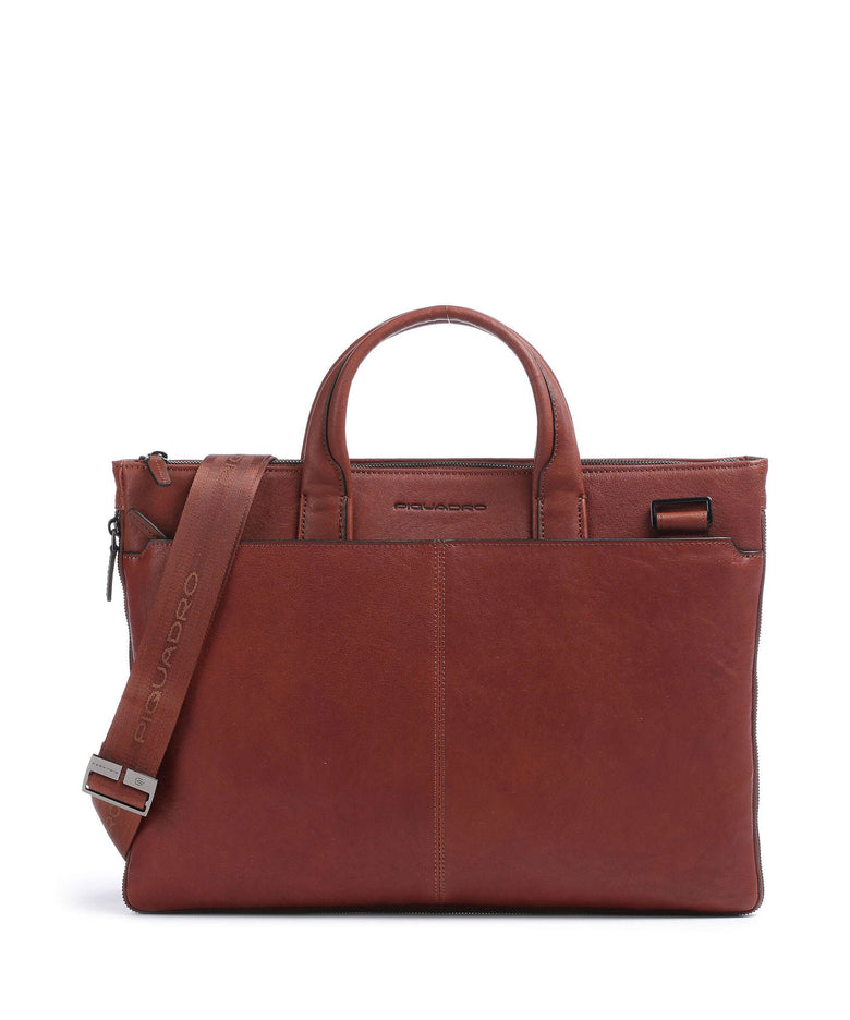 Piquadro Black Square Briefcase cuoio