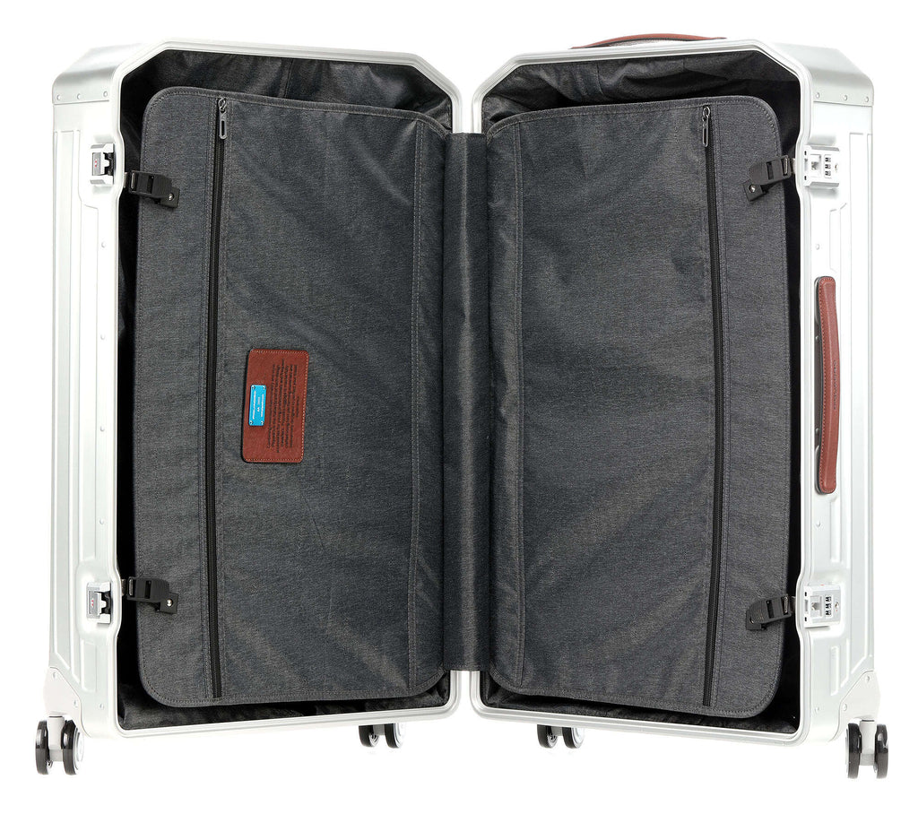 Piquadro Alu Spinner (4 wheels) grey/hide