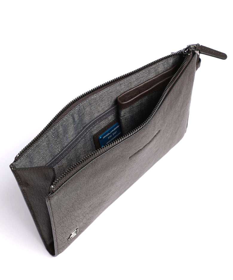Piquadro Black Square Wristlet dark brown