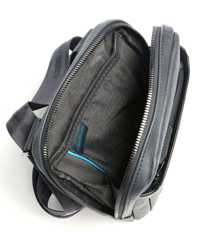 Piquadro Black Square Crossbody bag blue ocean