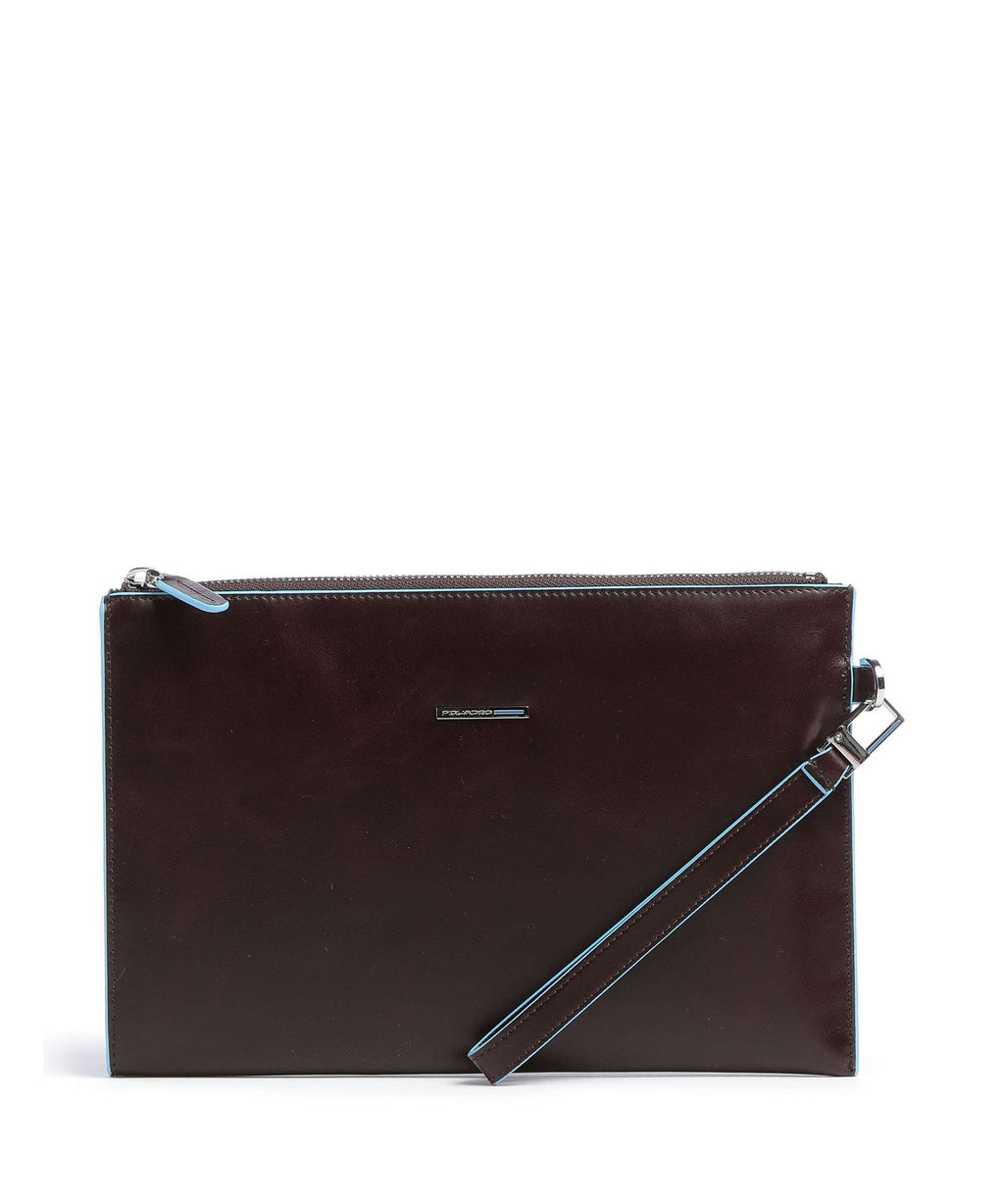 Piquadro Blue Square Wristlet mahogany