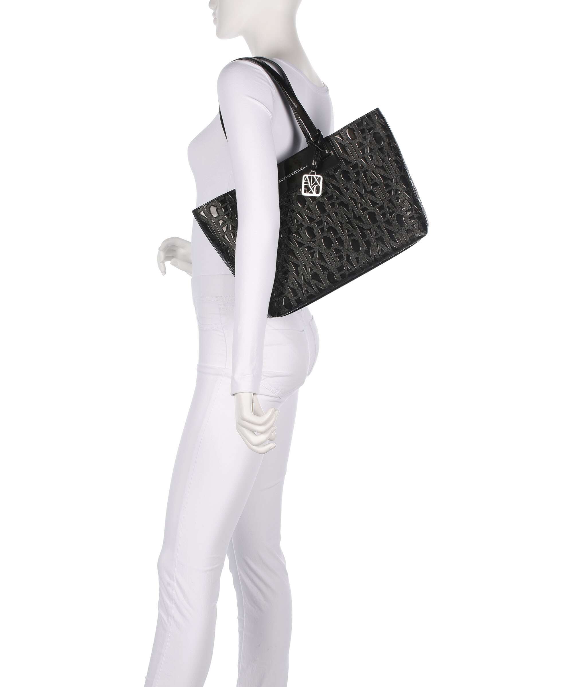 Armani Exchange Liz Patent M Tote bag black