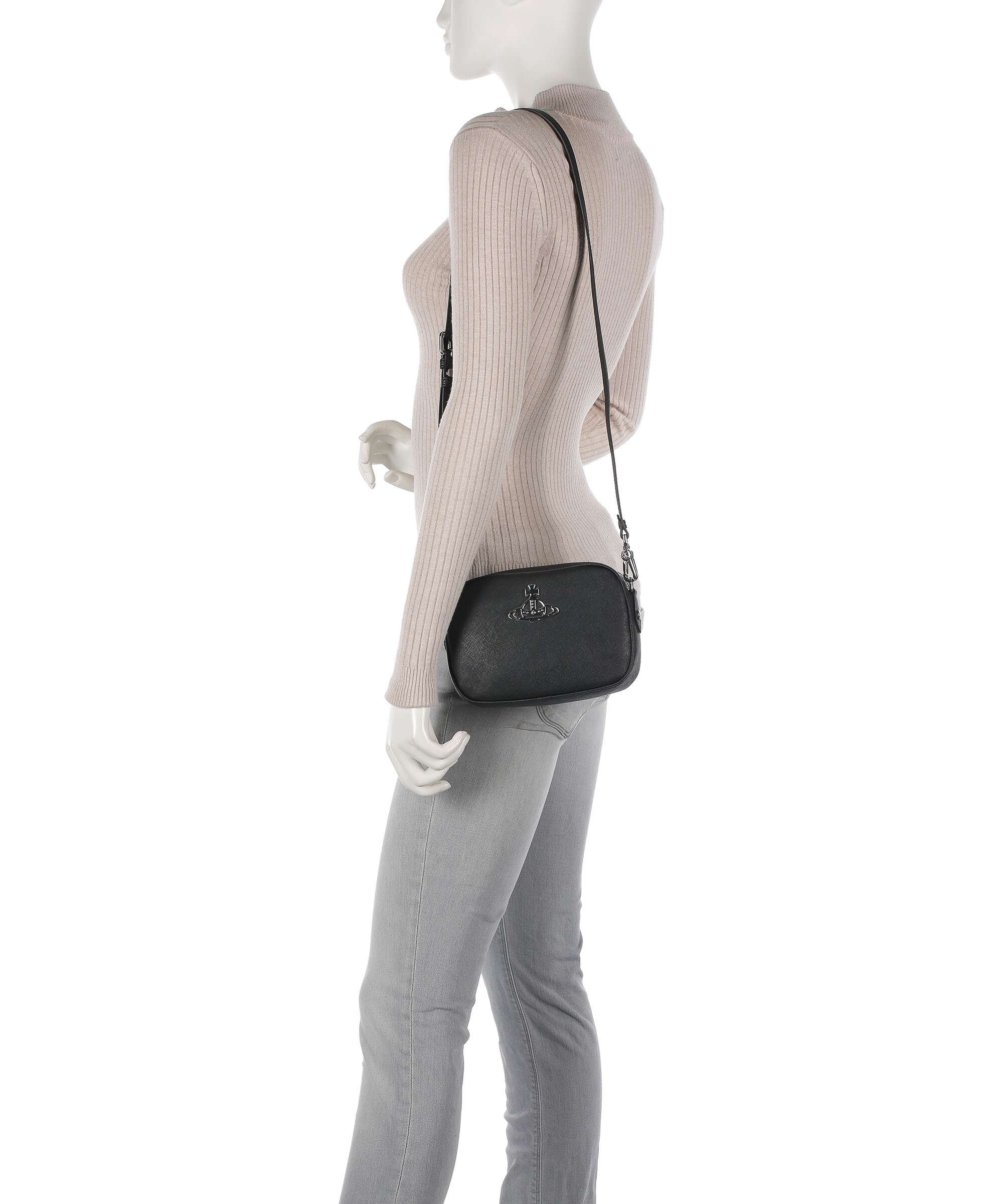 Vivienne Westwood Anna Saffiano Biogreen Crossbody bag black
