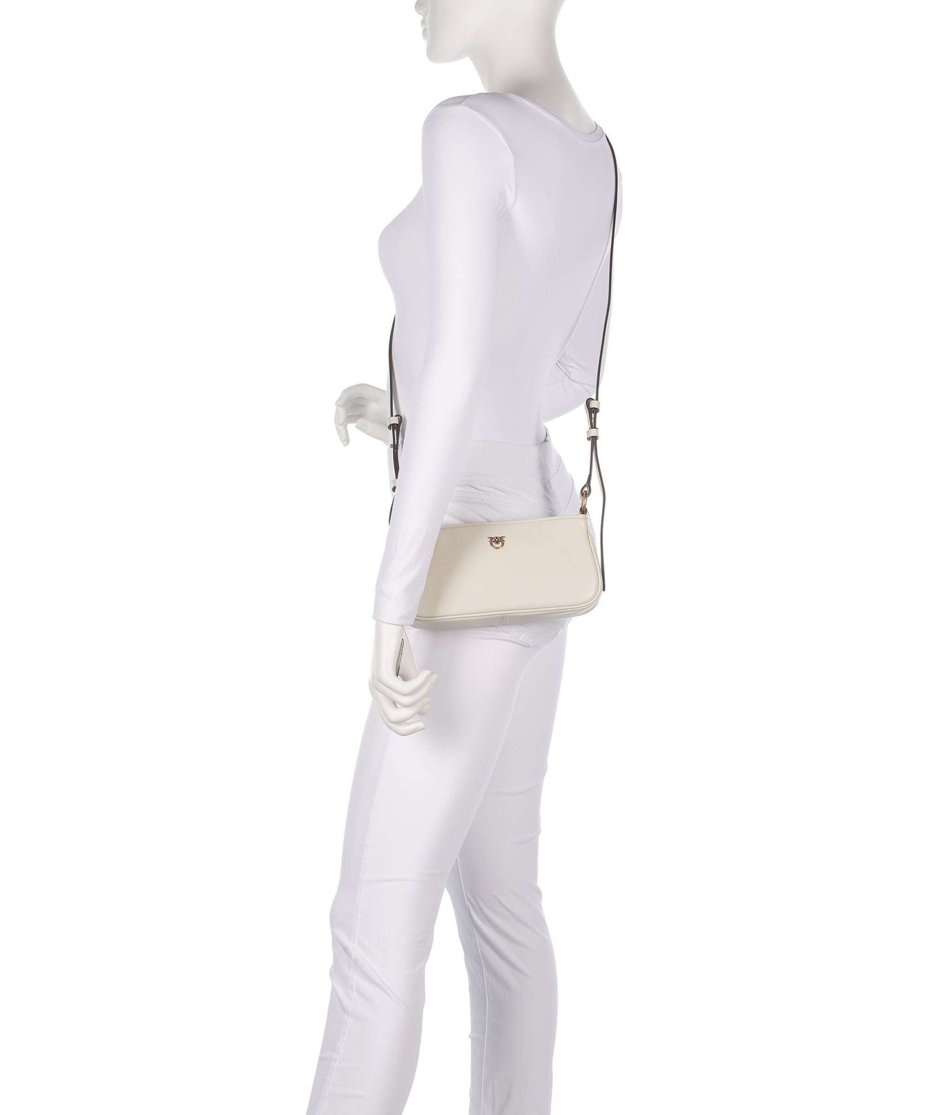 Pinko Half Moon Mini Crossbody bag bianco seta/antique gold