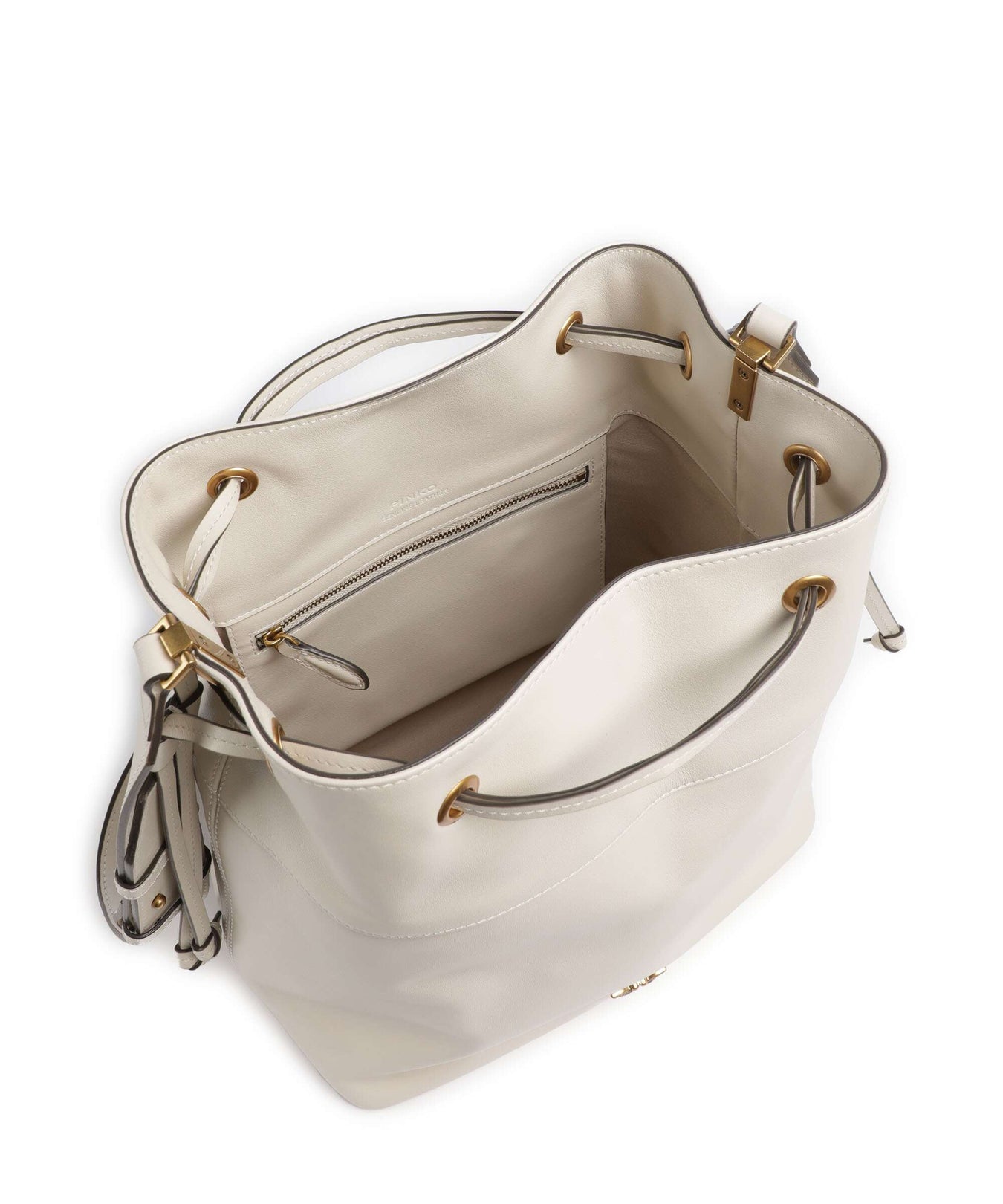 Pinko Secchiello Classic Bucket bag bianco seta/antique gold