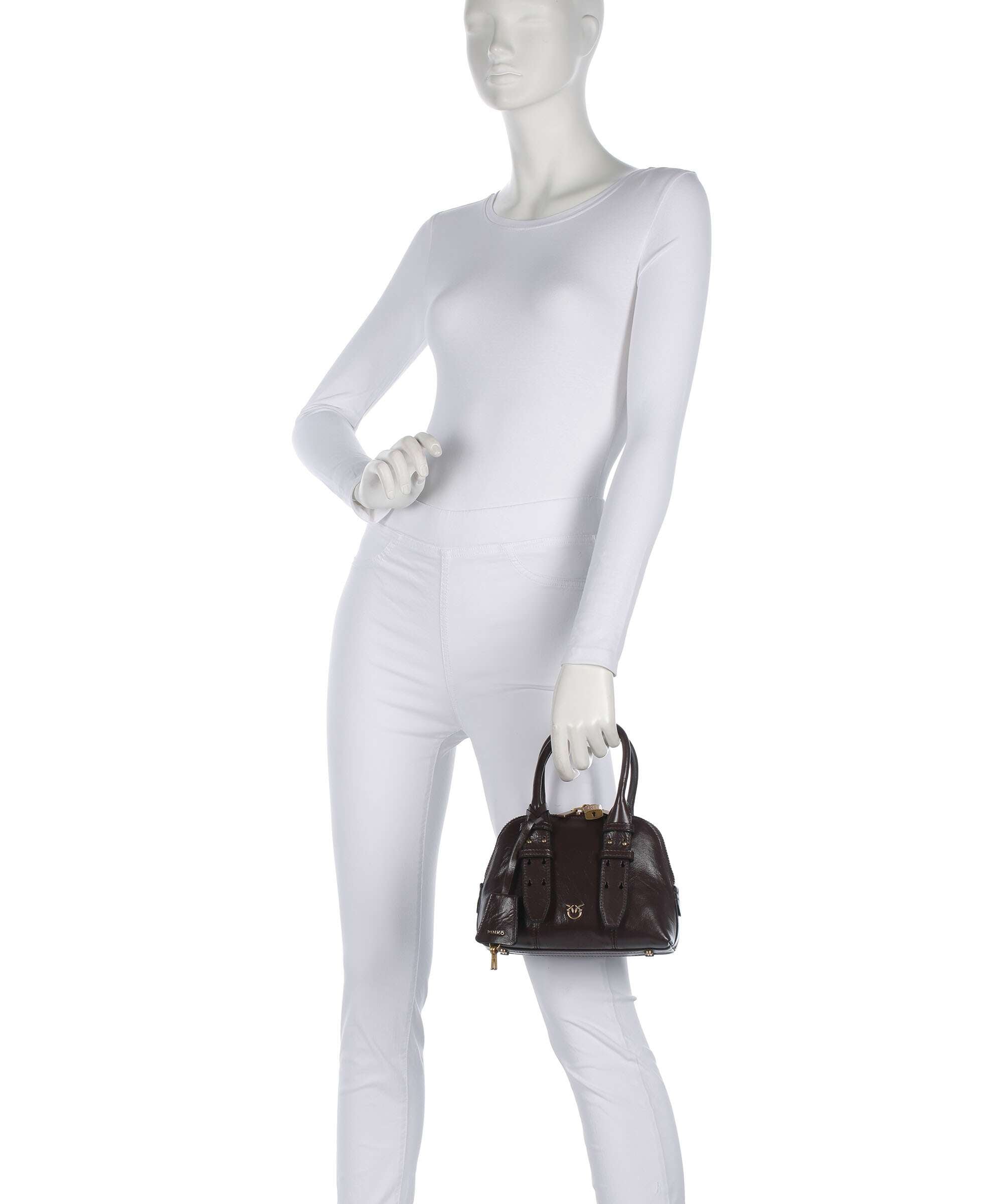 Pinko Bowling Mini Handbag rosso mogano/antique gold