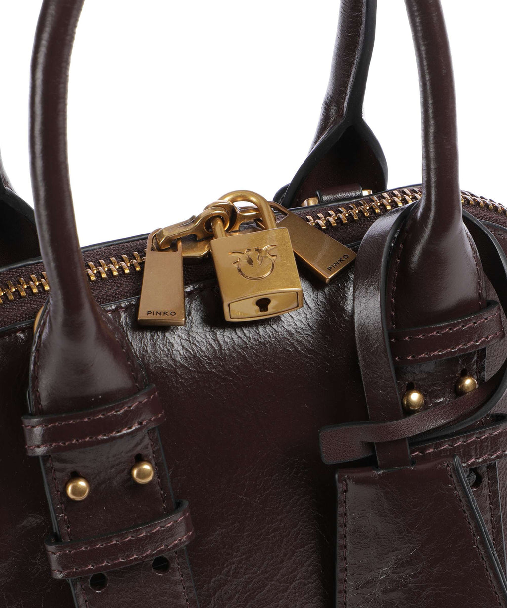 Pinko Bowling Mini Handbag rosso mogano/antique gold