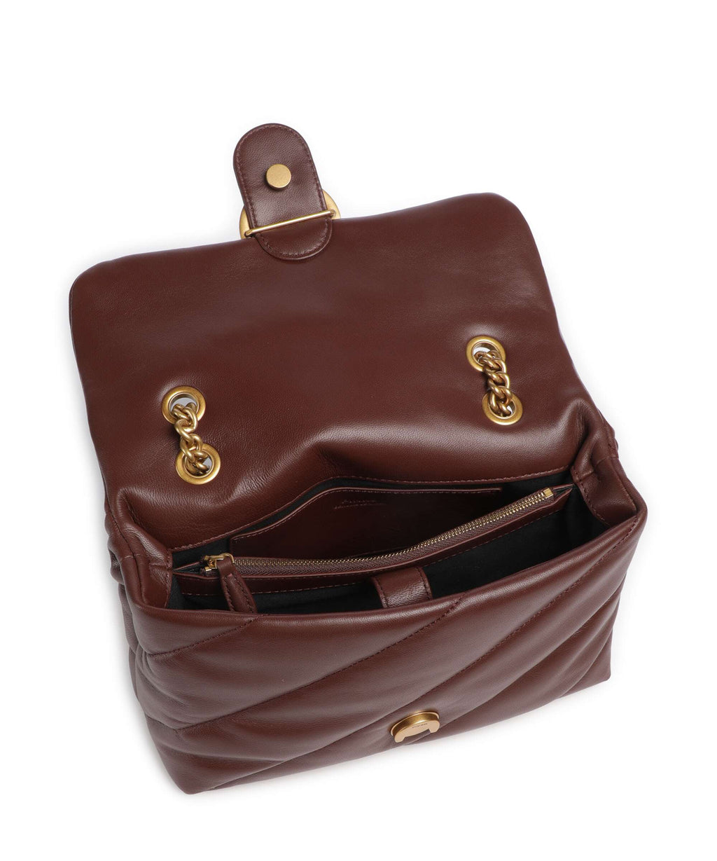 Pinko Love Puff Classic Shoulder bag rosso vino/antique gold