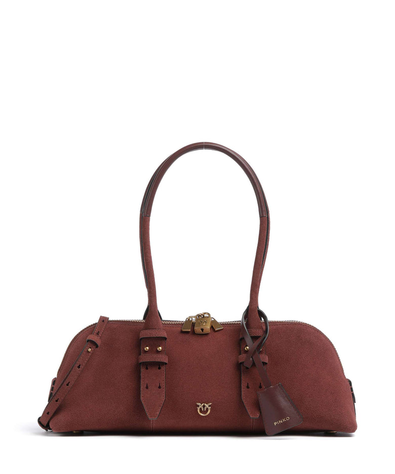 Pinko Bowling Horizontal Big Shoulder bag burgundy wine/antique gold